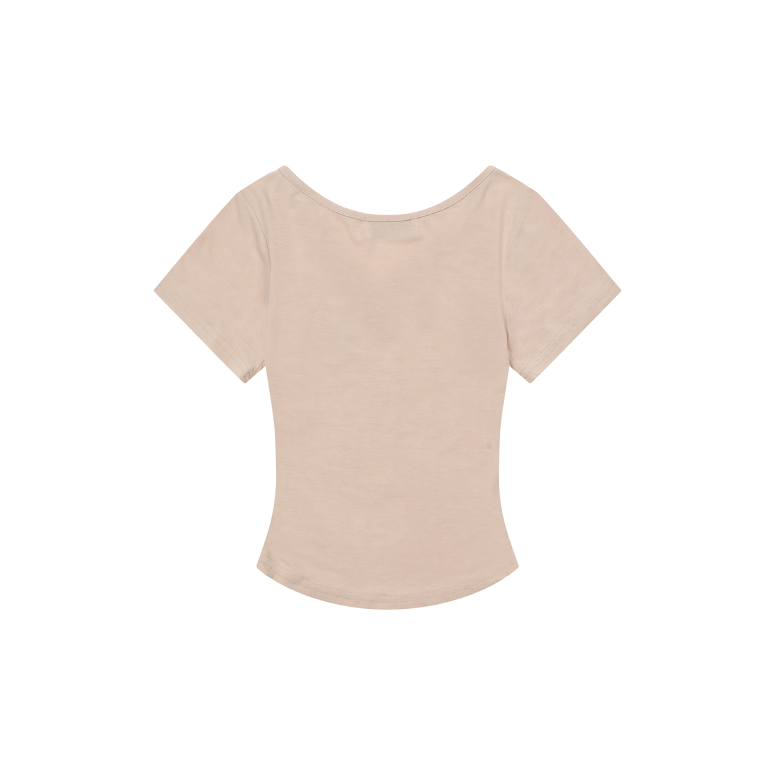 오닉스 시스루 시그니처 로고 브이넥 크롭 반팔 티 베이지(MUCENT Onyx Signature Logo V-Neck Half T Beige) - 2