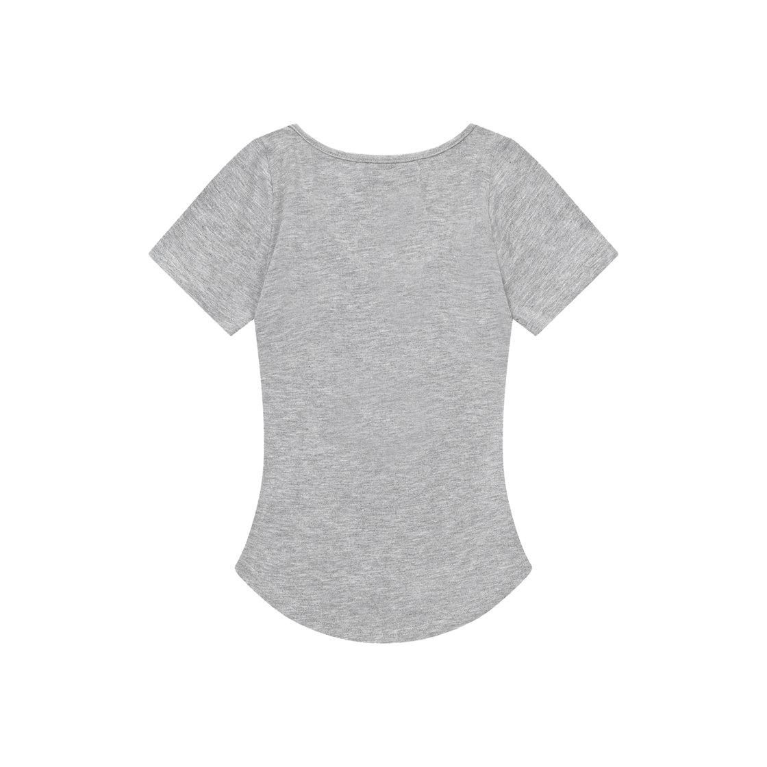 무센트 하링 시그니처 로고 스냅 버튼 유넥 굴림 크롭 반팔 티 그레이(MUCENT Haring Signature Logo Snap Button U-Neck Half T Gray) - 2