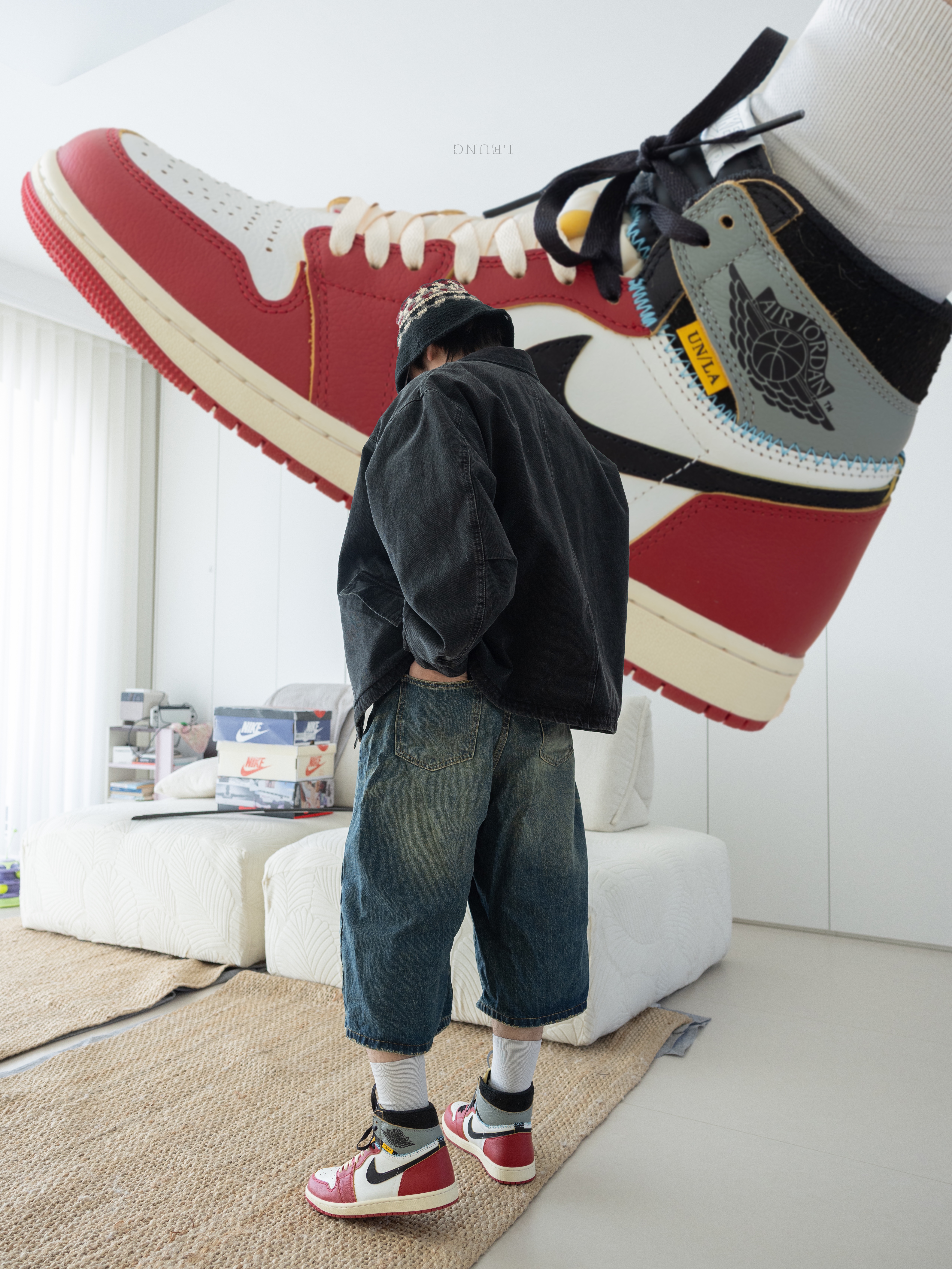 Jordan 1 x Union Retro High OG Chicago Shadow 착용 스타일 - 1