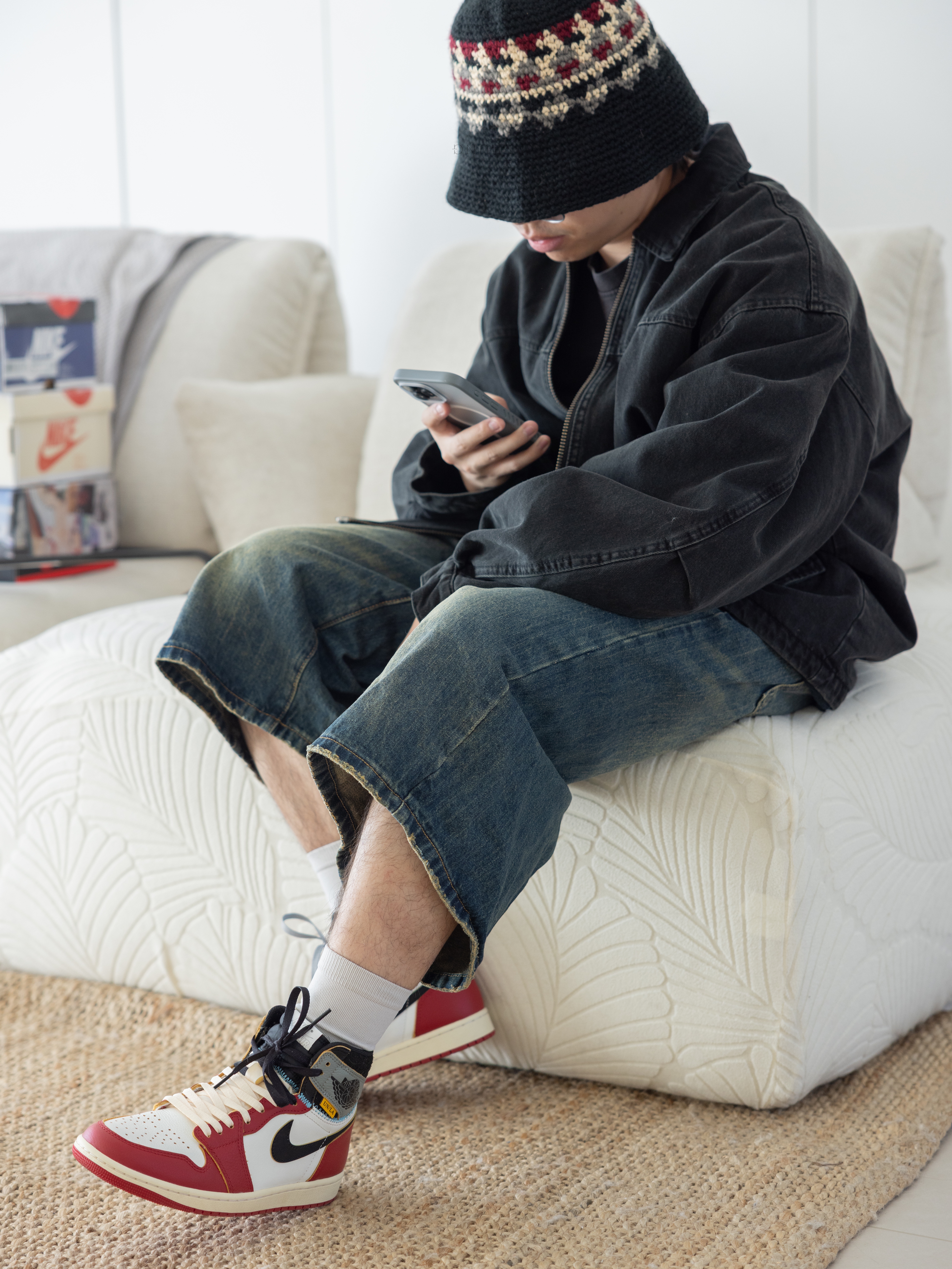 Jordan 1 x Union Retro High OG Chicago Shadow 착용 스타일 - 4