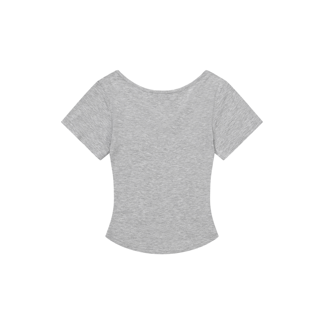 무센트 오닉스 시스루 시그니처 로고 브이넥 크롭 반팔 티 그레이(MUCENT Onyx Signature Logo V-Neck Half T Gray) - 2