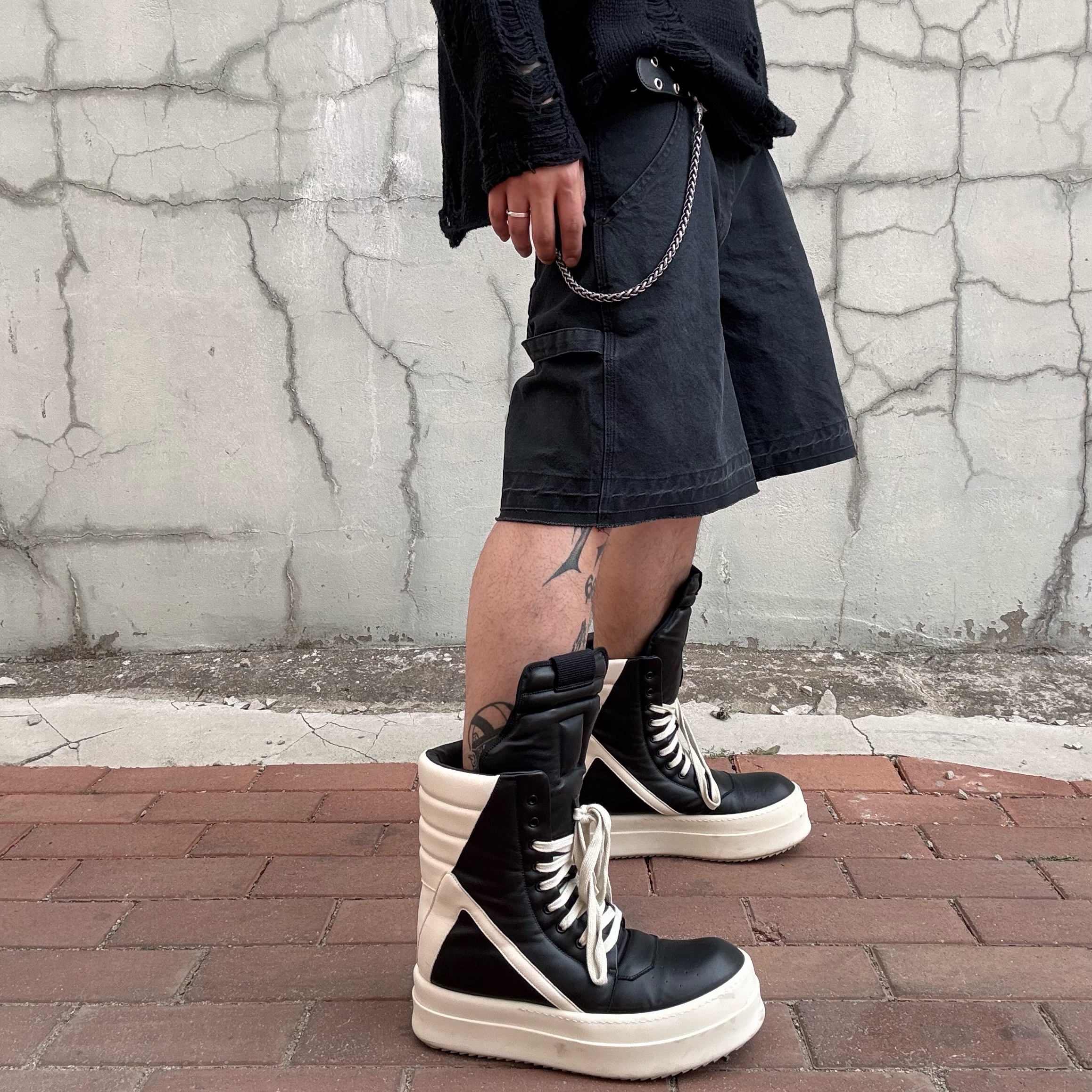 Rick Owens Mega Bumper Geobasket Black Milk 착용 스타일 - 3
