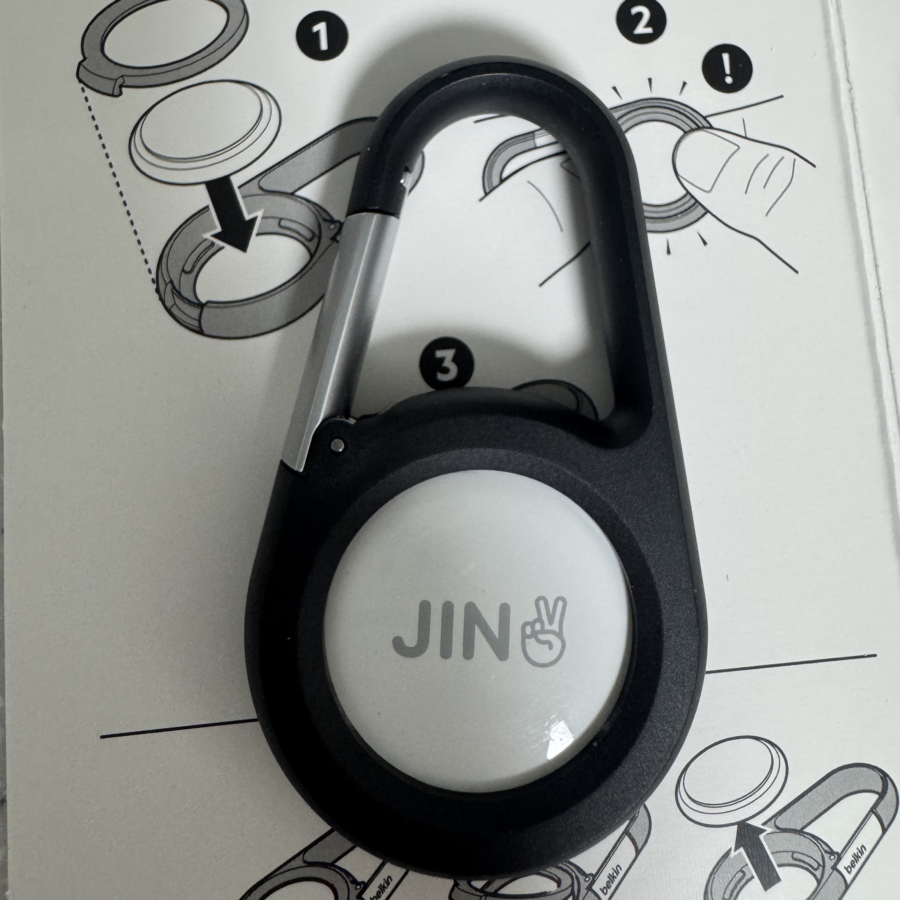 Belkin AirTag Carabiner Holder Key Ring MSC008bt Black 착용 스타일 - 1