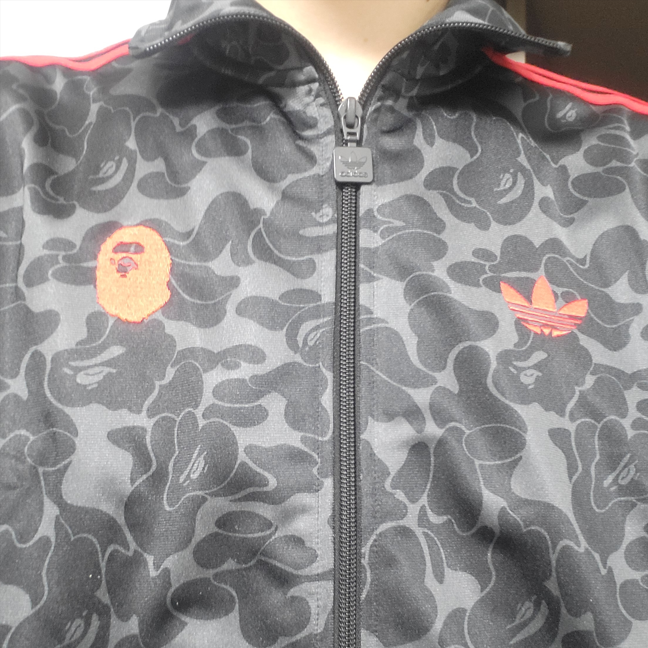 Adidas x BAPE Allover Print Track Top Black - KR Sizing 착용 스타일