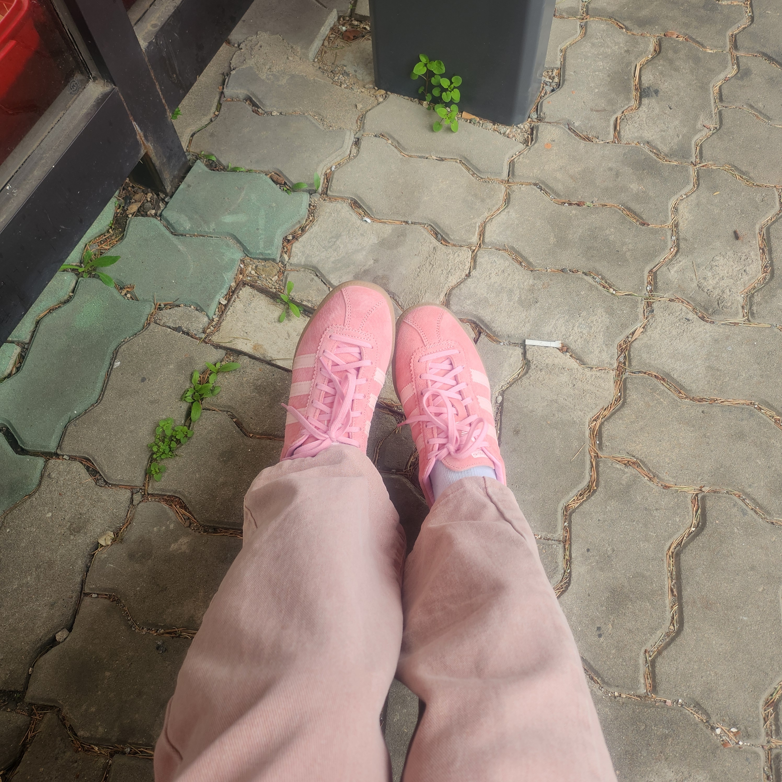 Adidas Bermuda Glow Pink 착용 스타일