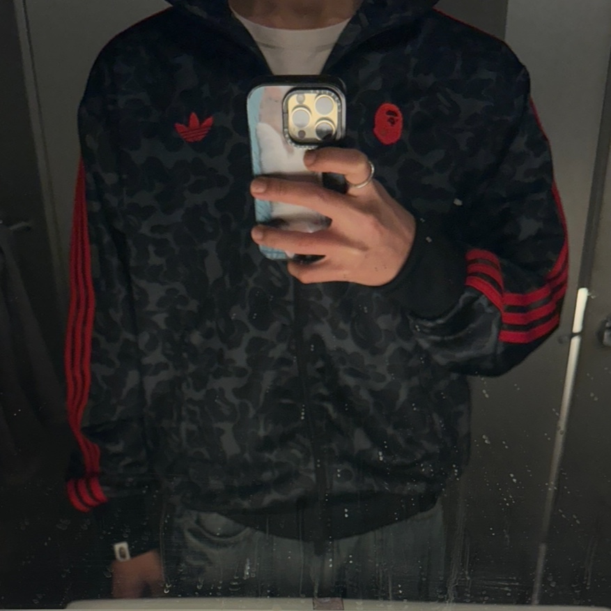 Adidas x BAPE Allover Print Track Top Black - KR Sizing 착용 스타일