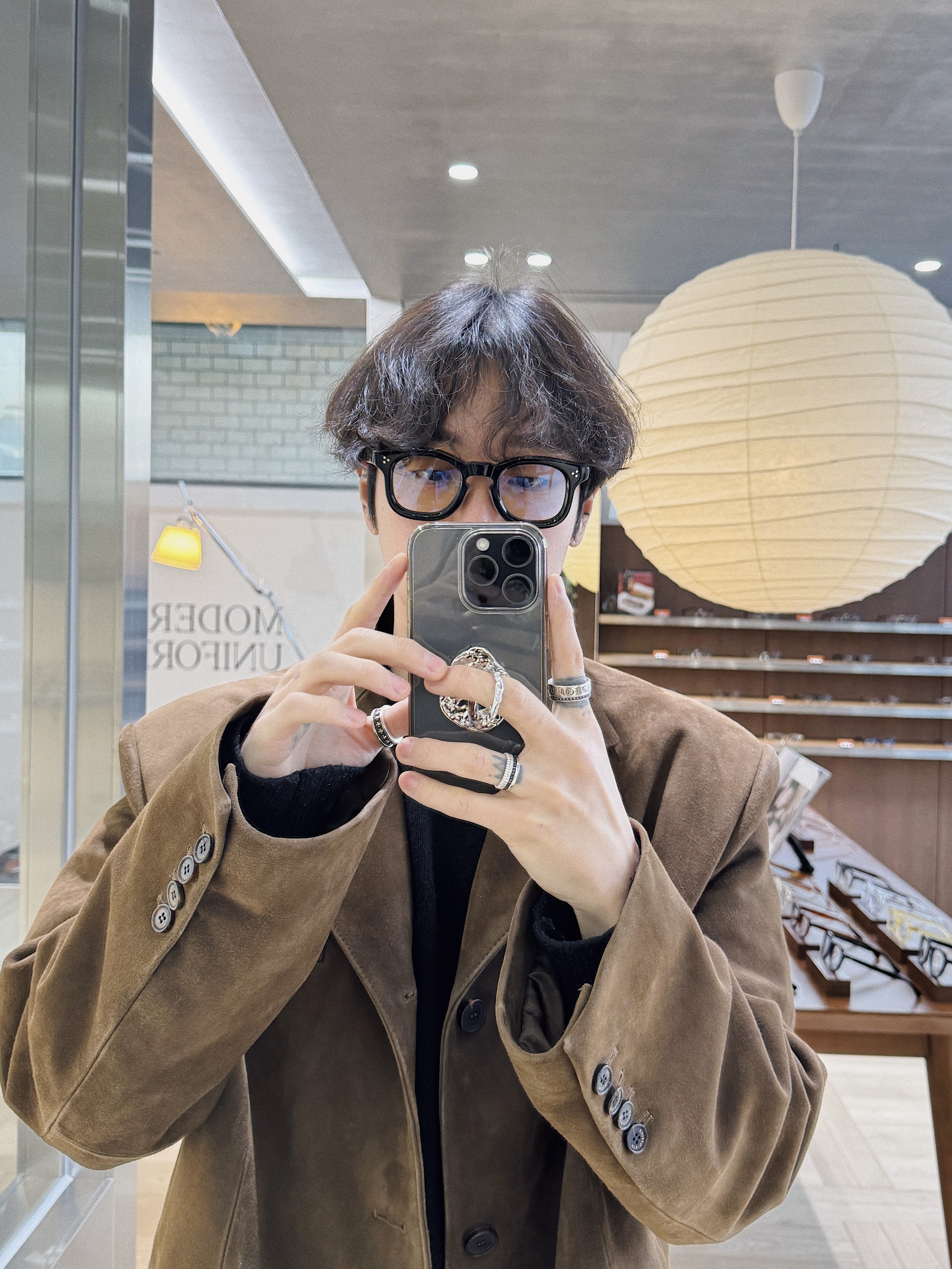 STU Goat Suede Blazer Brown 착용 스타일 - 4