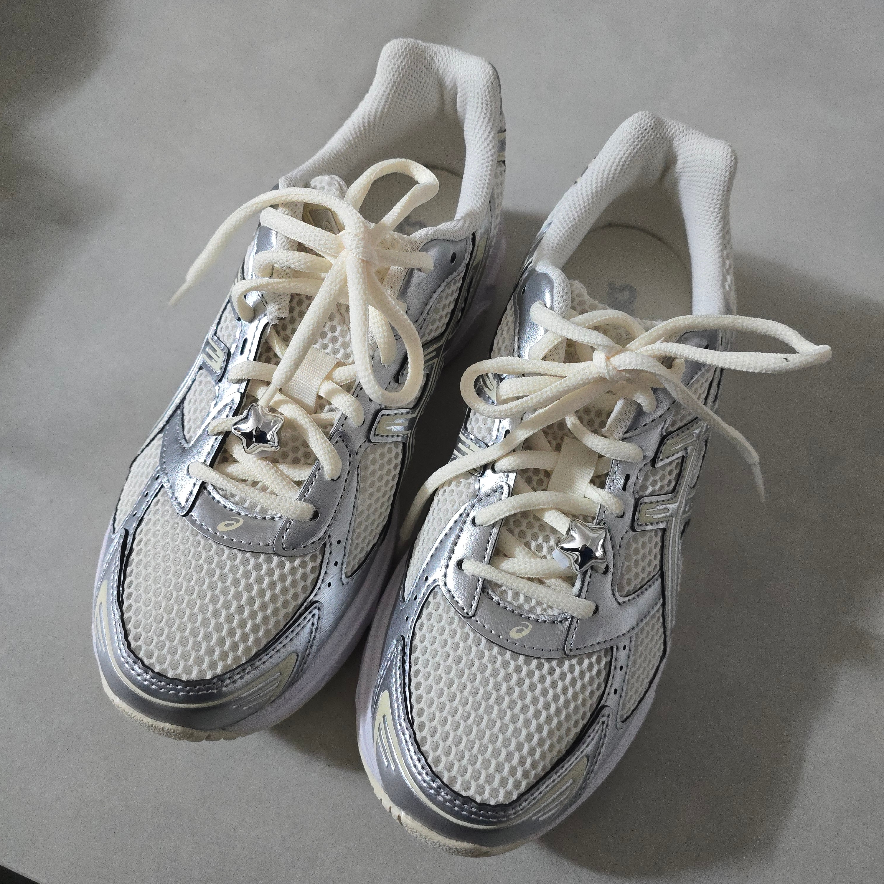 (W) Asics Gel-1130 Cream Pure Silver 착용 스타일