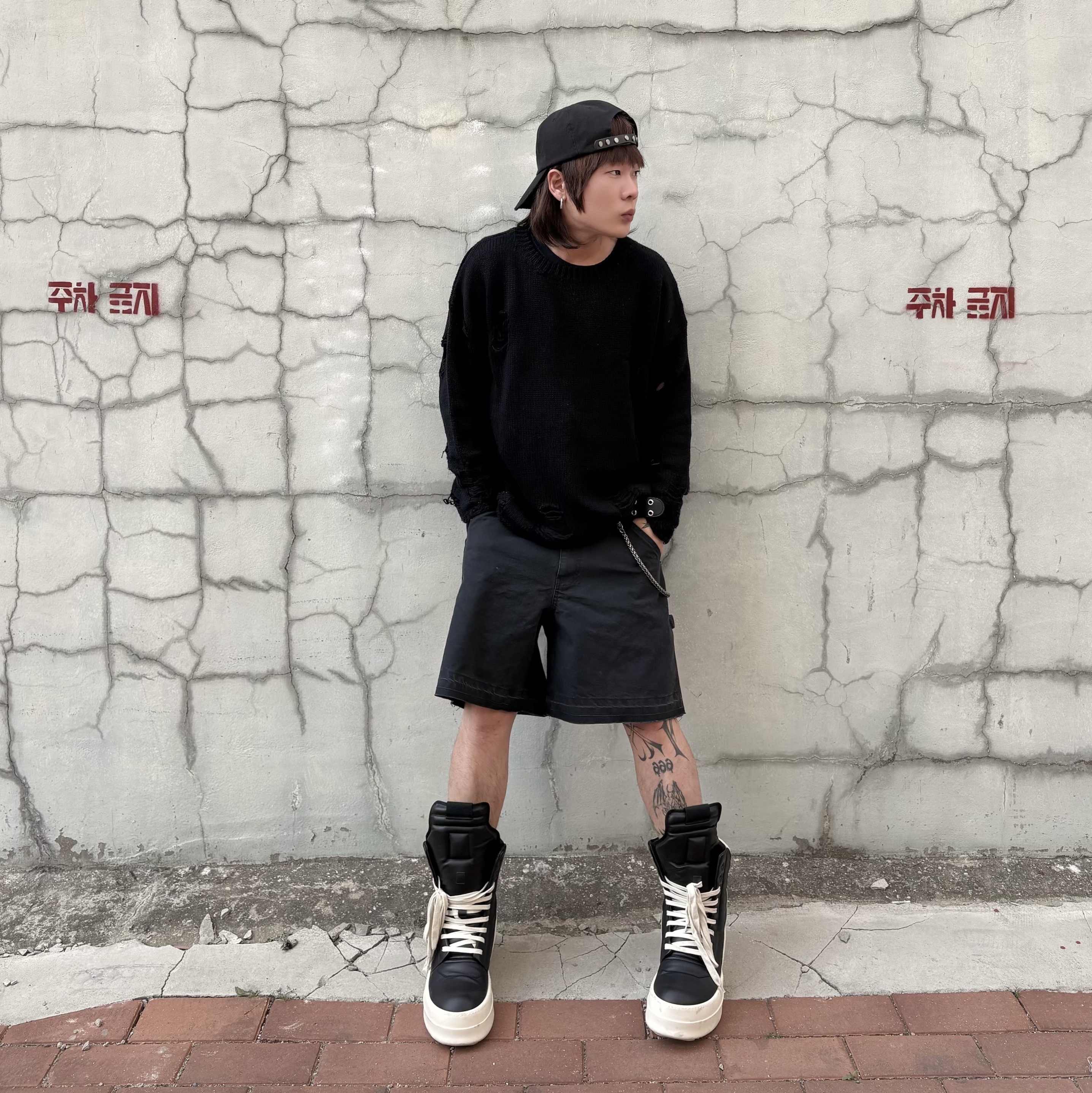 Rick Owens Mega Bumper Geobasket Black Milk 착용 스타일 - 2