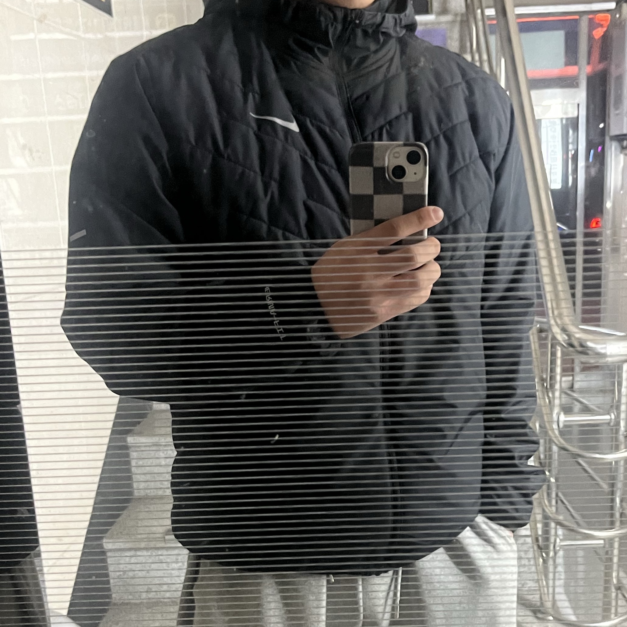 Nike Therma-Fit Repel Synthetic Fill Running Jacket Black - Asia, Arc'teryx Small Bird Cap Black 착용 스타일 - 1