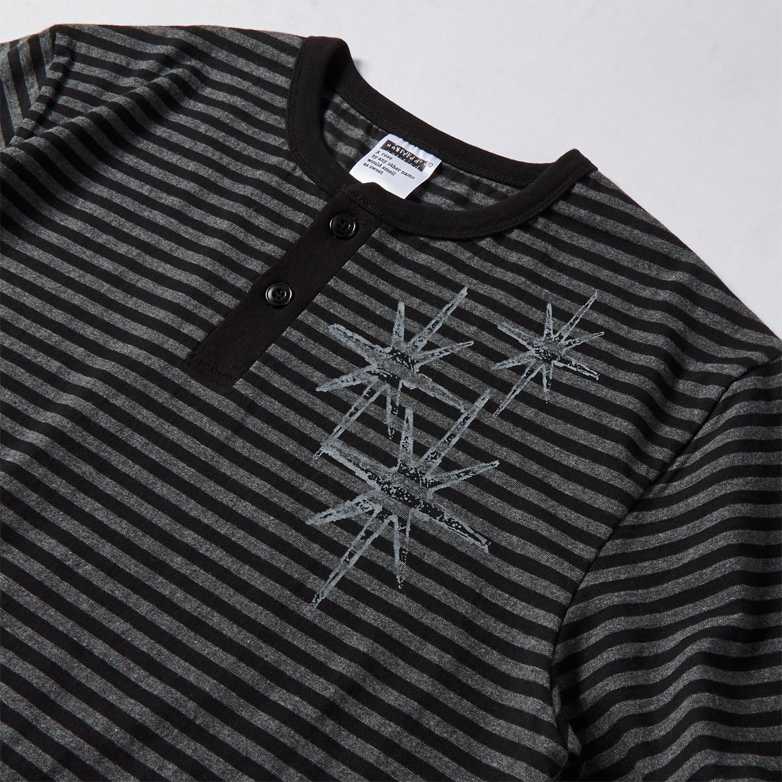 UN25SURS31BK Untitled Starrynight Stripe Henley Neck Short Sleeve Black Charcoal - #3