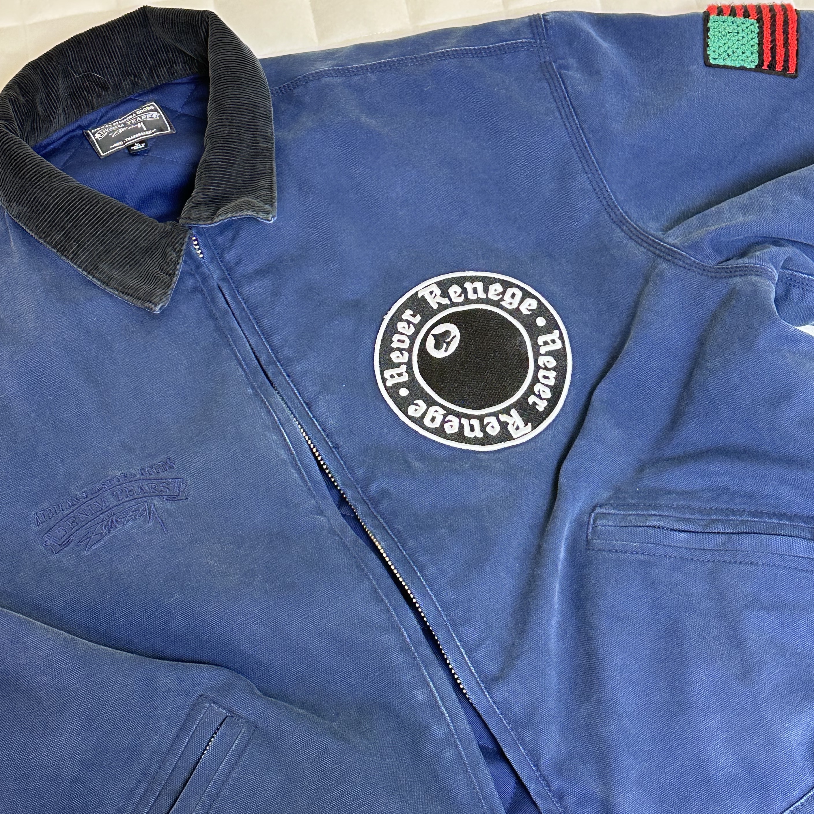 Stussy x Denim Tears Canvas Jacket Blue 착용 스타일 - 2