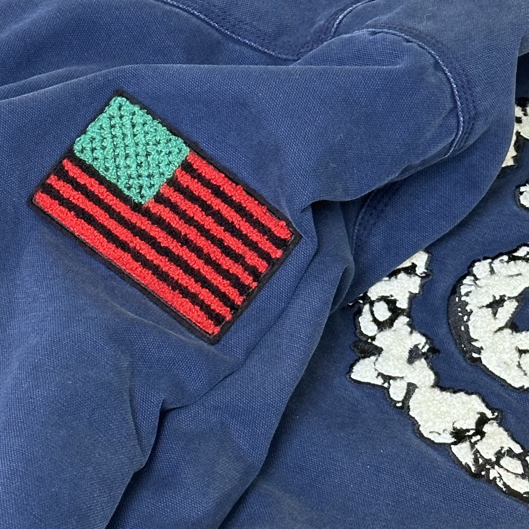 Stussy x Denim Tears Canvas Jacket Blue 착용 스타일 - 4