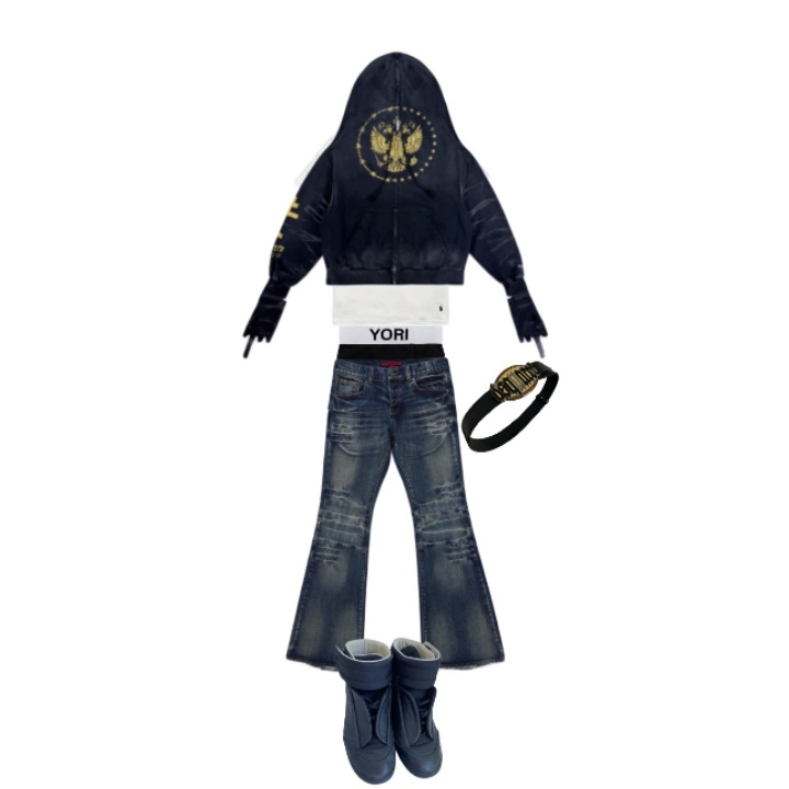 Project G/R Zygon Zip Hoodie Washed Black 착용 스타일