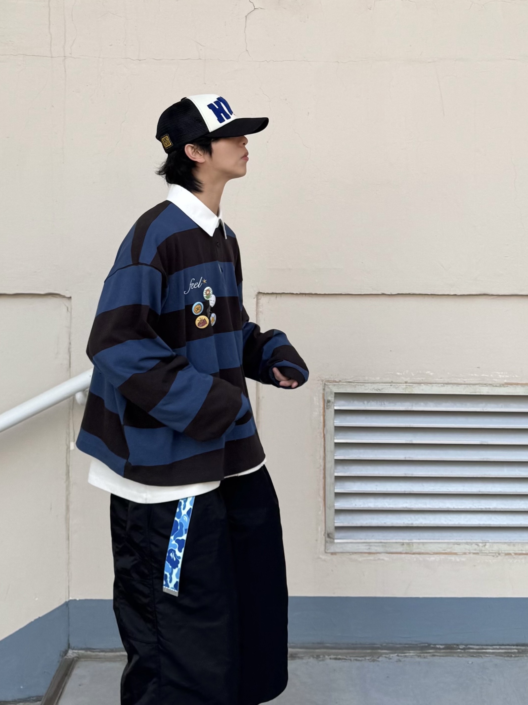 New Balance 509 Deep Red, Honey Scoop House HNY Logo Trucker Cap Black 착용 스타일 - 6