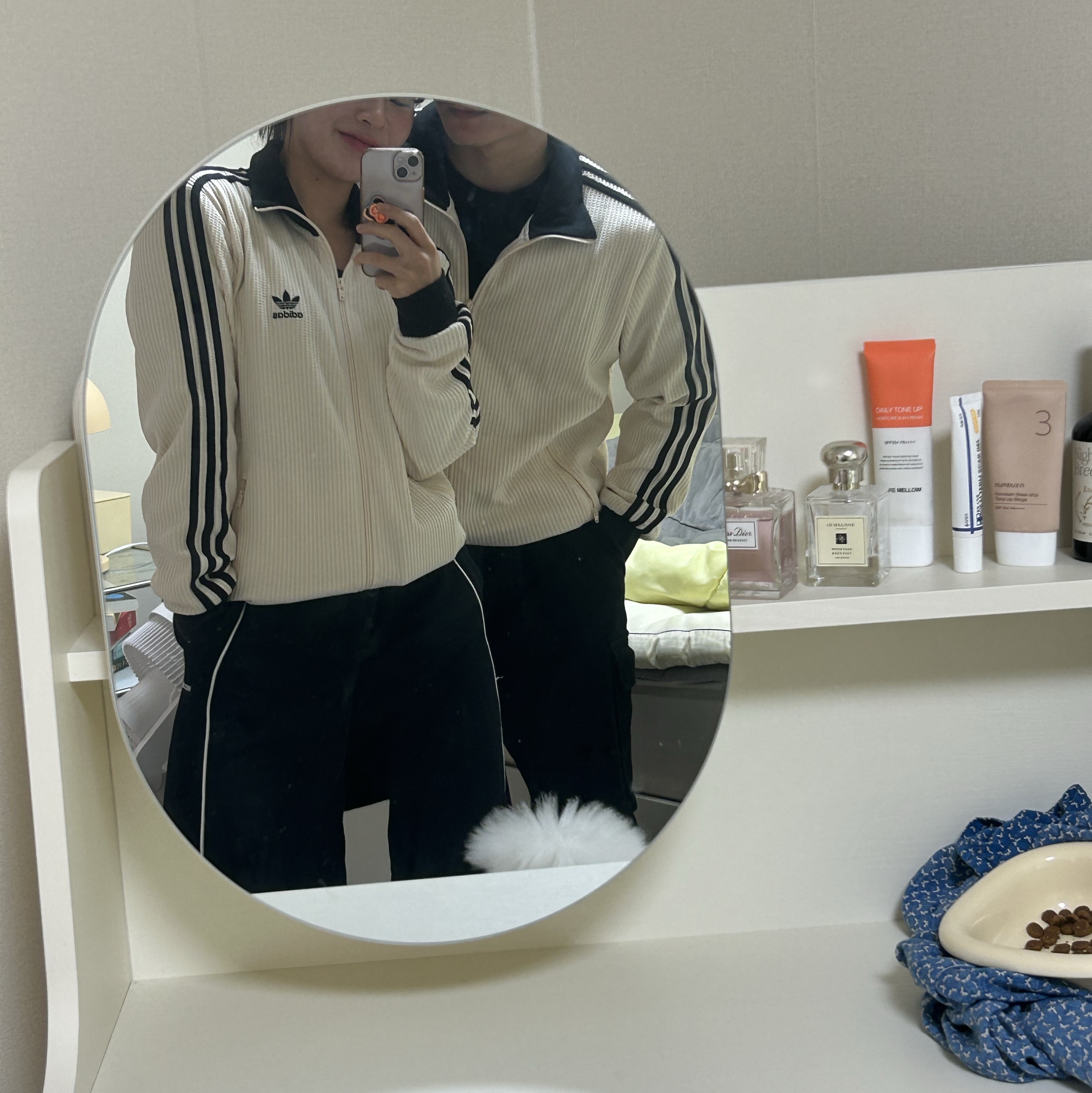 Adidas Waffle Beckenbauer Track Top Wonder White - KR Sizing 착용 스타일 - 3