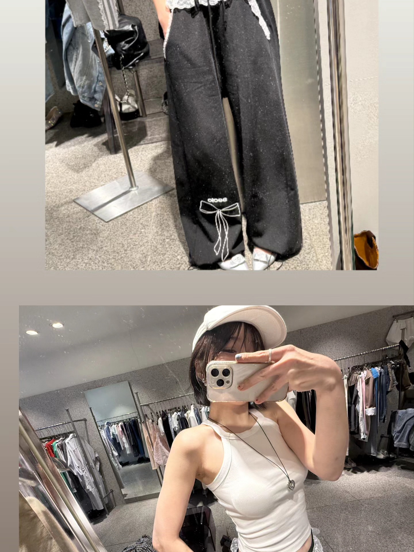lovememonster Chic Leather Ribbon Chain Bracelet Black, (W) Miu Miu Drill Baseball Cap White Black 착용 스타일 - 10