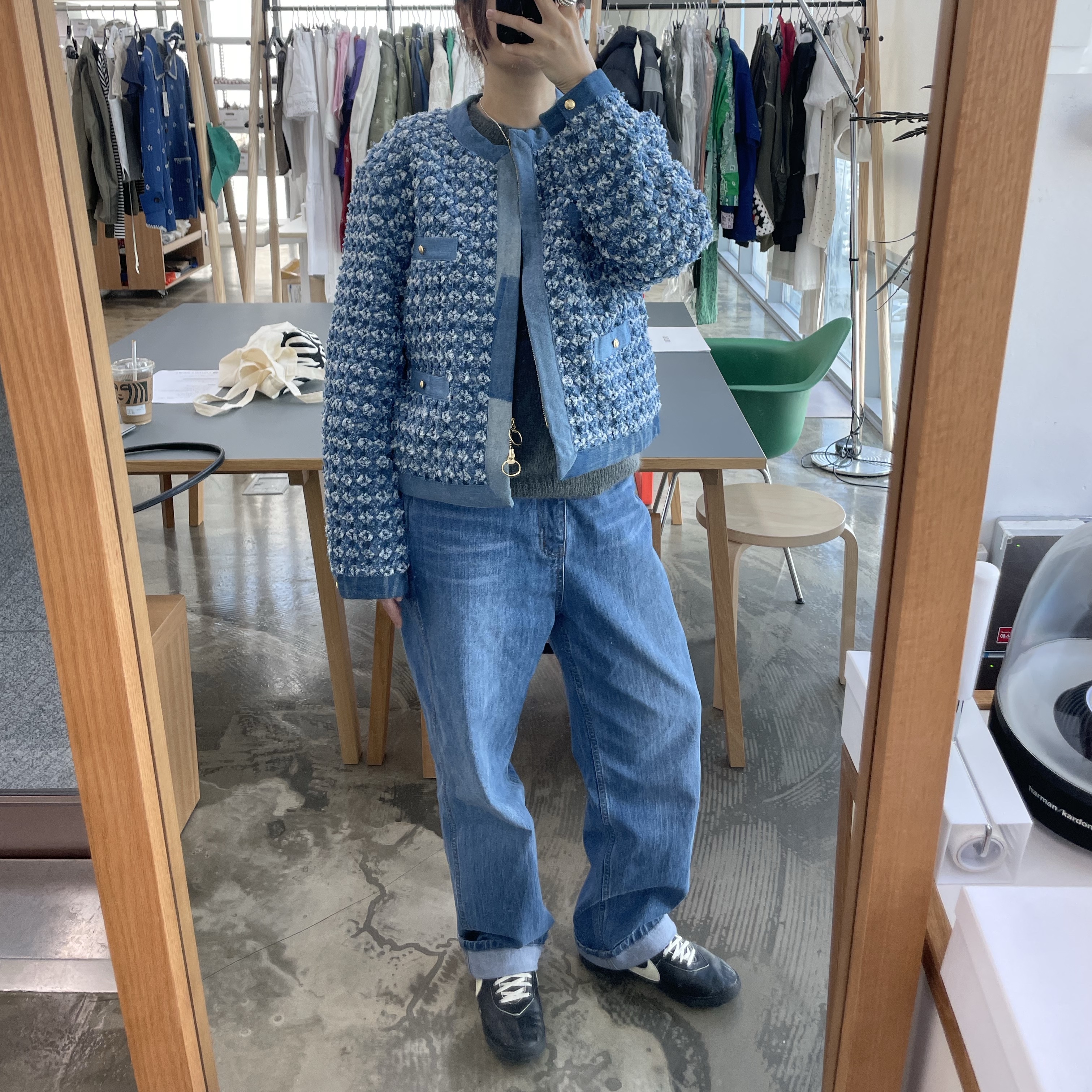 Fritur Embroidery Western Windbreaker Navy_F251JK06 착용 스타일 - 3