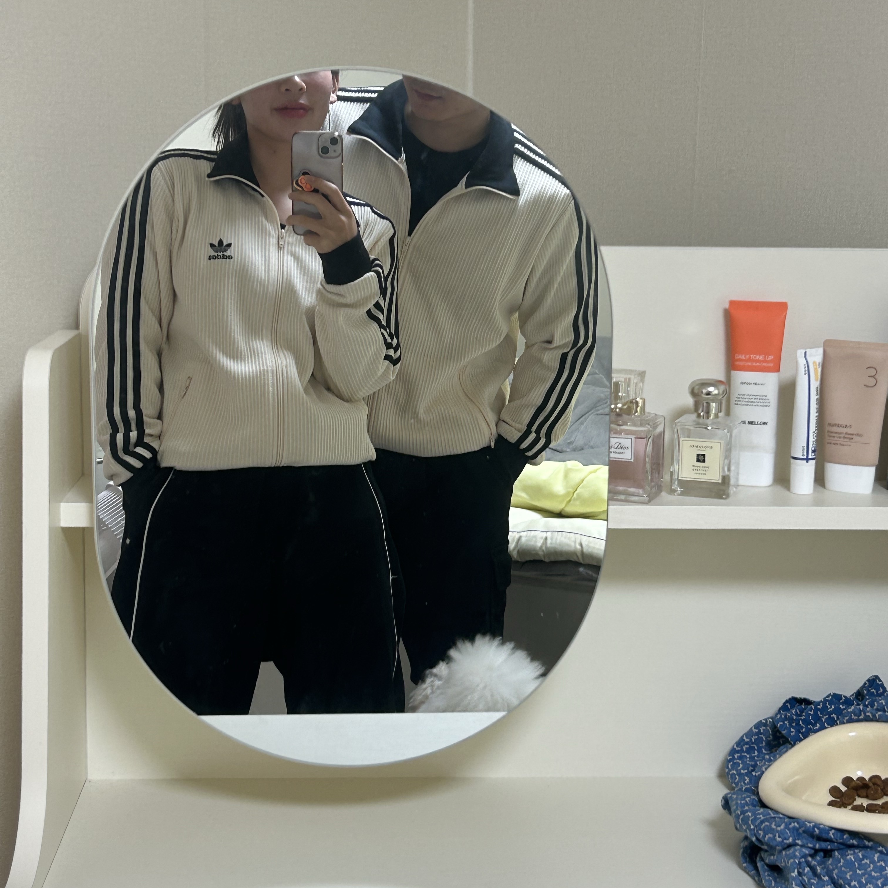 Adidas Waffle Beckenbauer Track Top Wonder White - KR Sizing 착용 스타일 - 1