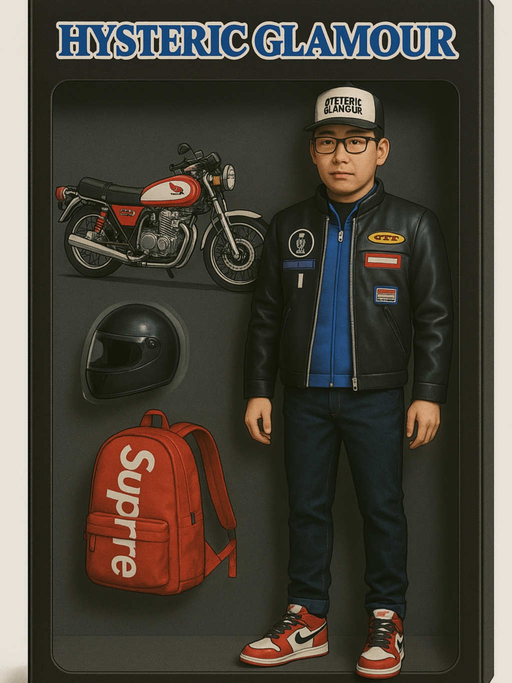 Jordan 1 Retro High OG Chicago 2022, Supreme x Hysteric Glamour Vanson Leathers Jacket Black - 24FW 착용 스타일
