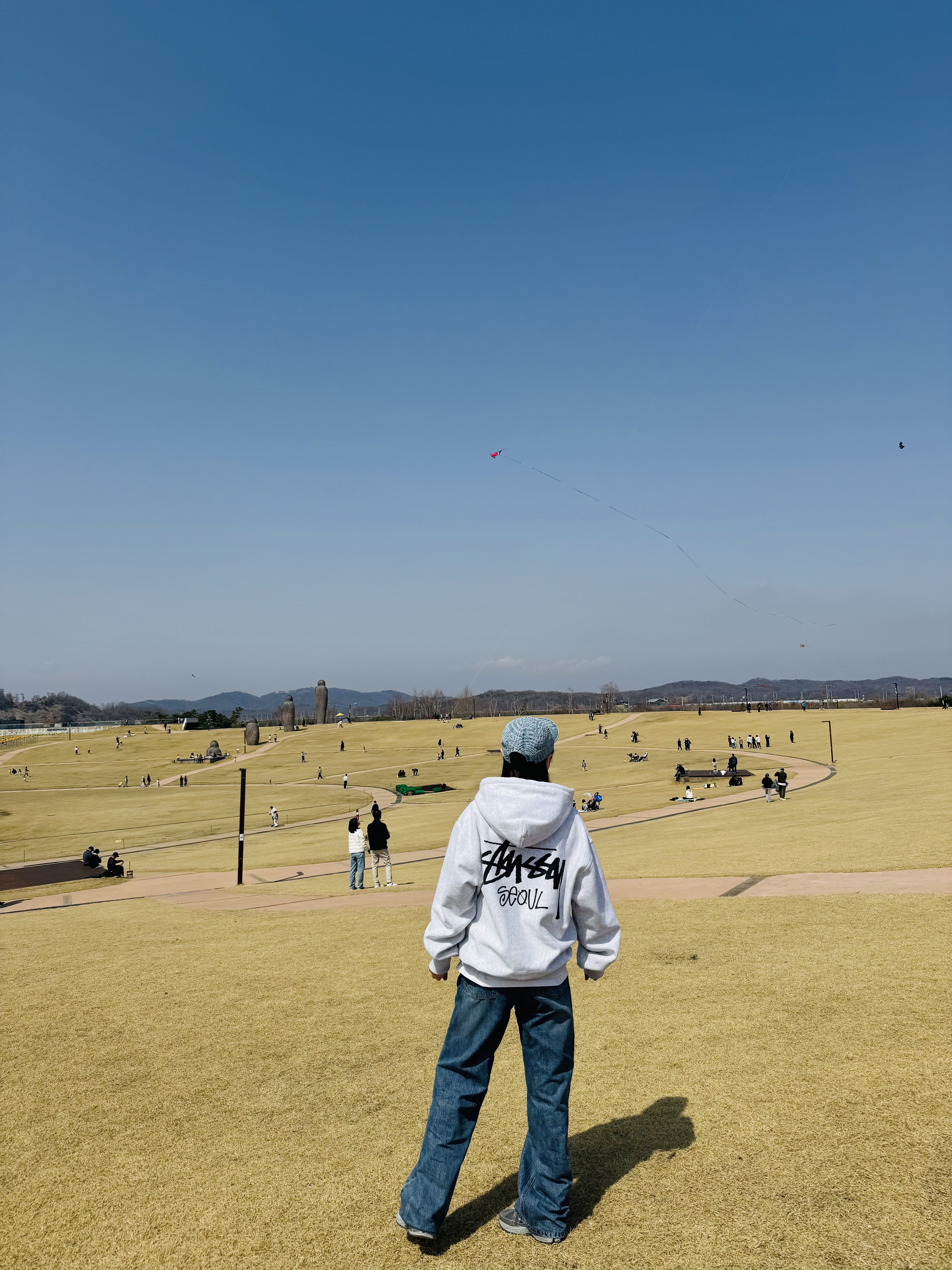Supreme Circles Jacquard Denim Camp Cap Blue - 21FW, Stussy Stock Seoul Hood Ash Heather 착용 스타일 - 3
