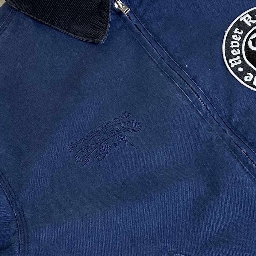 Stussy x Denim Tears Canvas Jacket Blue 착용 스타일 - 5