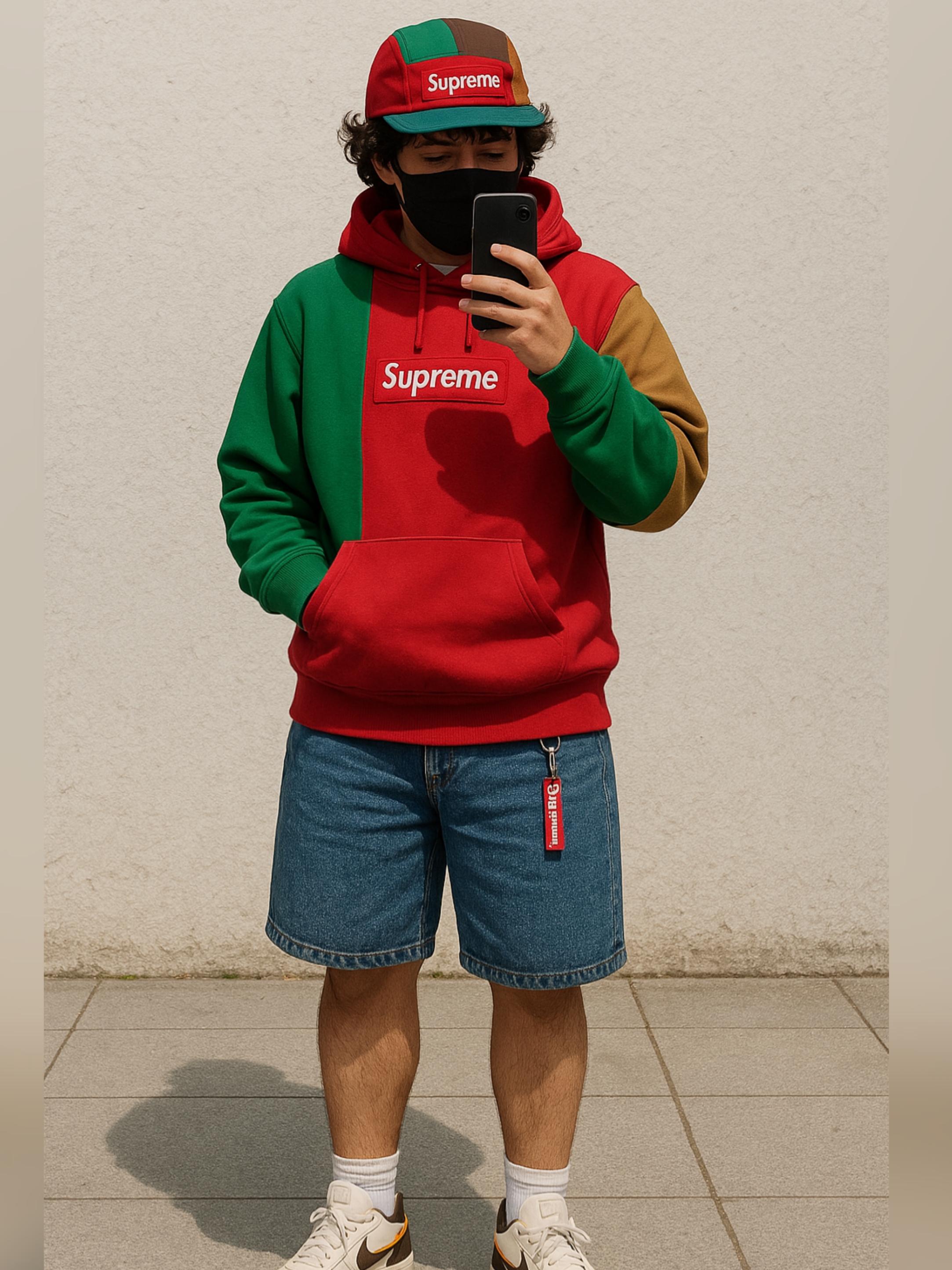 Supreme Box Logo Hooded Sweatshirt Multicolor - 24FW, Supreme Corduroy Camp Cap Multicolor - 23FW 착용 스타일 - 2