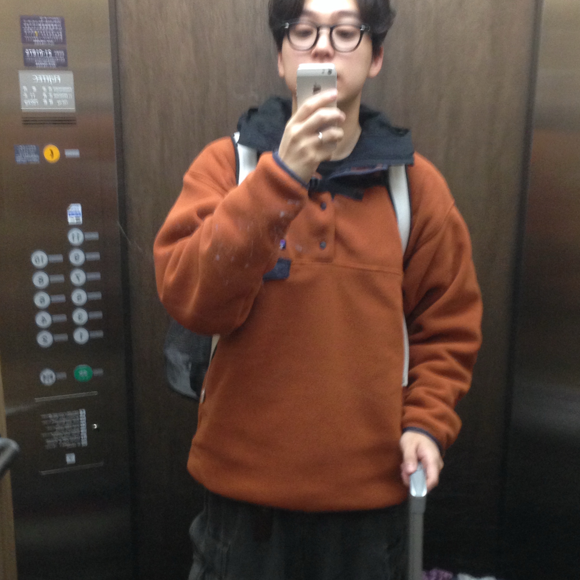 Patagonia Synchilla Snap-T Fleece Pullover Burnished Red 착용 스타일