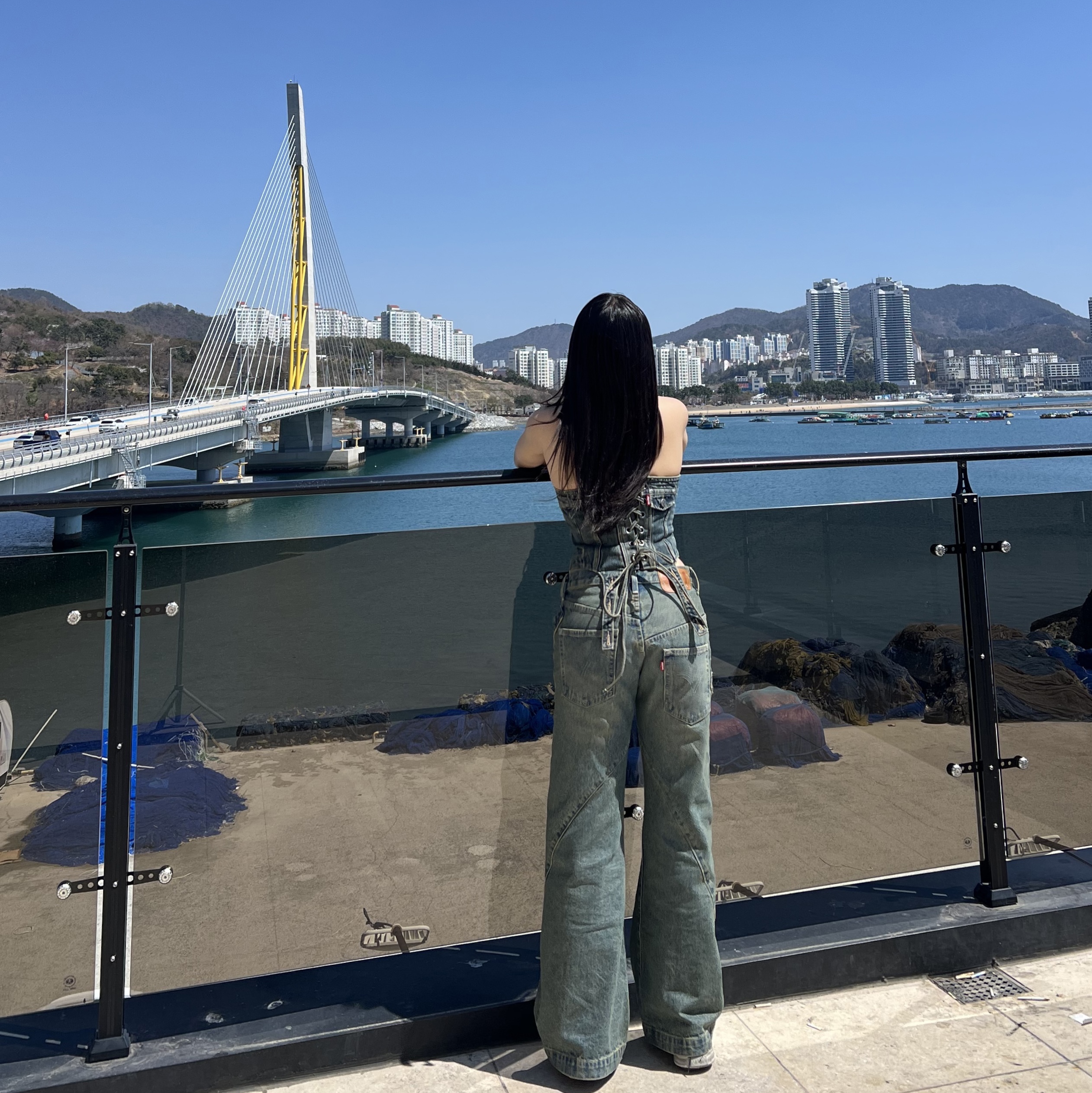 [KREAM 단독] ADSB Andersson Bell x Levi's Women Denim Corset Tinted Indigo - 24FW, [KREAM 단독] ADSB Andersson Bell x Levi's Women Overlay Jean Tinted Indigo - 24FW 착용 스타일 - 4