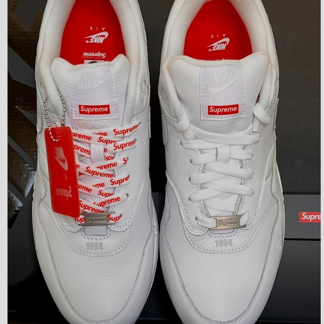 Nike x Supreme Air Max 1 '87 White - 25SS 착용 스타일 - 2