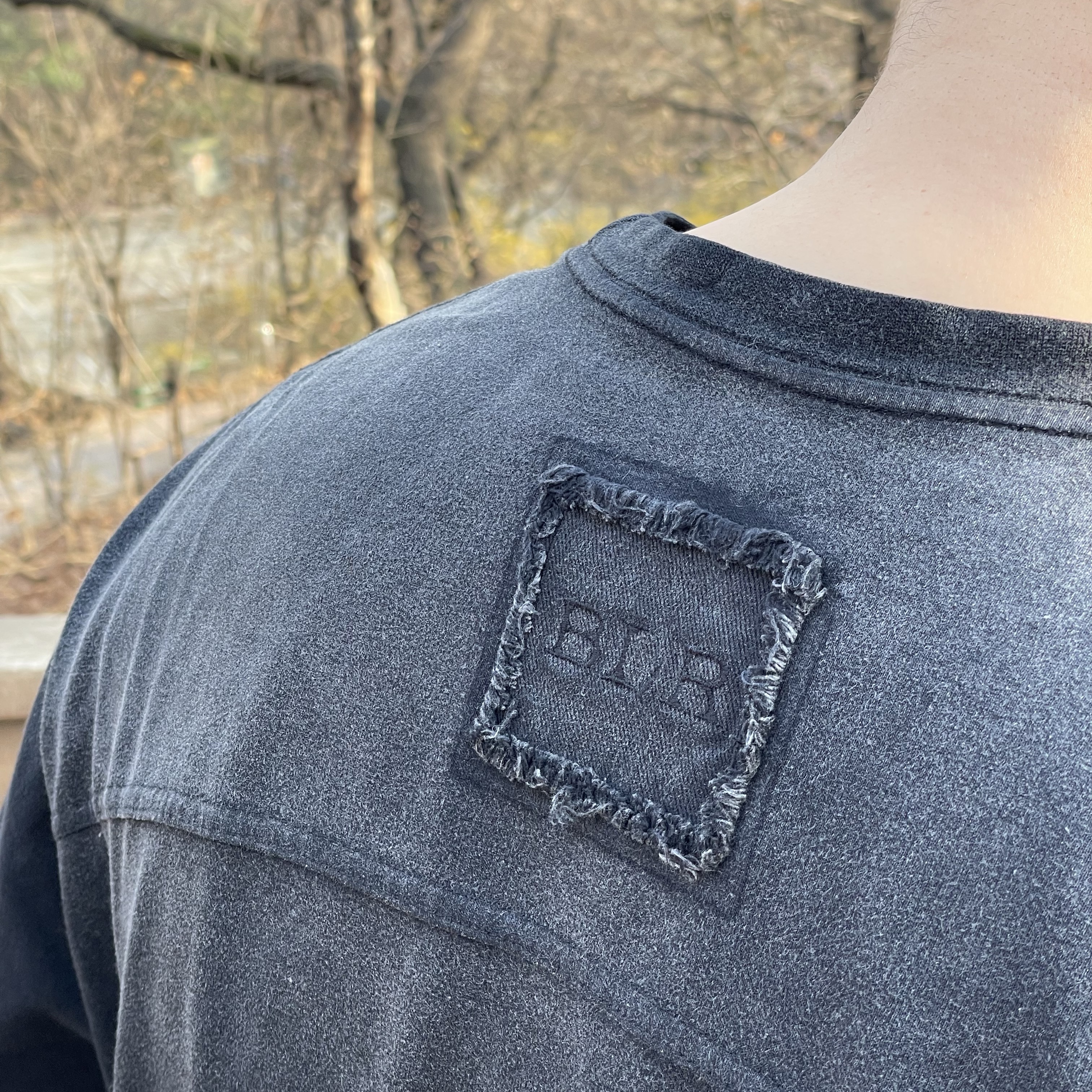 BLR Raw Cut Square Patched Washing T-shrits (Over-fit) 착용 스타일