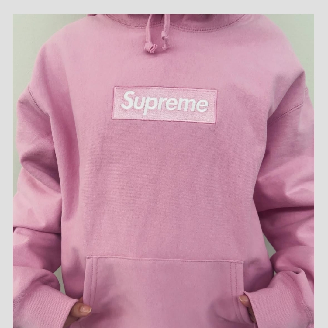 Supreme Box Logo Hooded Sweatshirt Dusty Pink - 24FW 착용 스타일 - 2