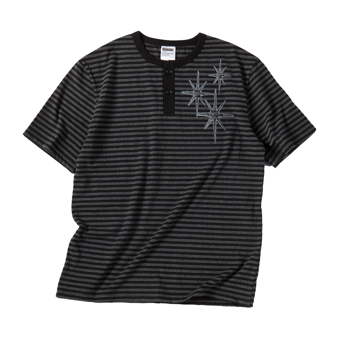 UN25SURS31BK Untitled Starrynight Stripe Henley Neck Short Sleeve Black Charcoal - 대표 이미지 #1