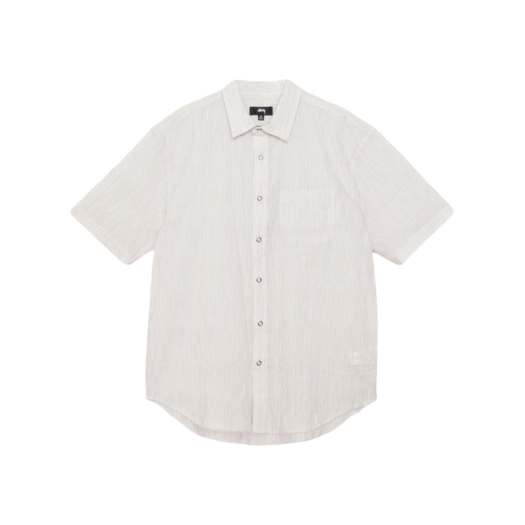Stussy Wavy Striped Short Sleeve Shirt Natural