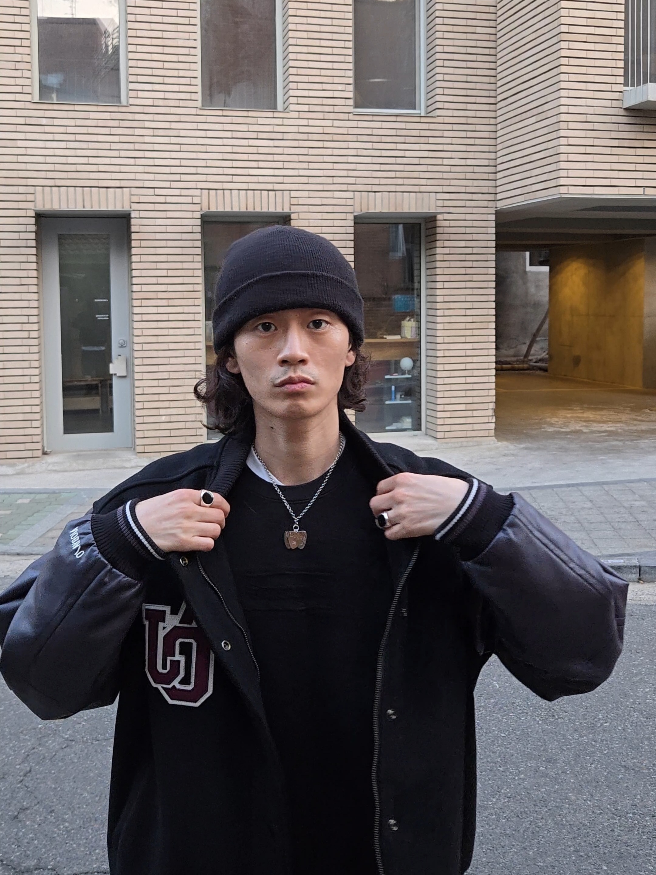 (W) Hysteric Glamour On Skull Pick Necklace Silver 착용 스타일