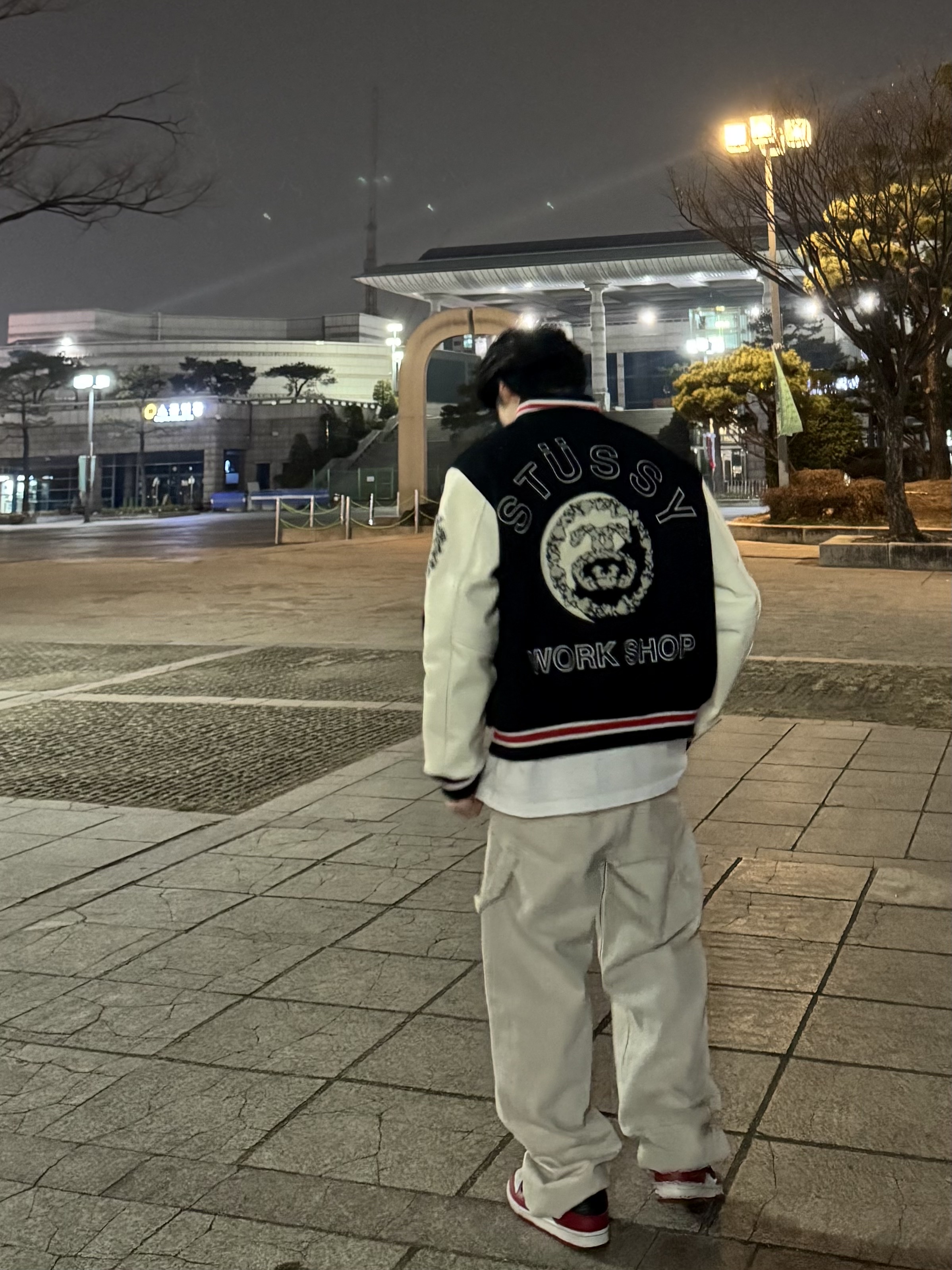 Stussy x Our Legacy x Denim Tears TTL Varsity Jacket Black, Nike SB Dunk Low Pro Chicago 착용 스타일