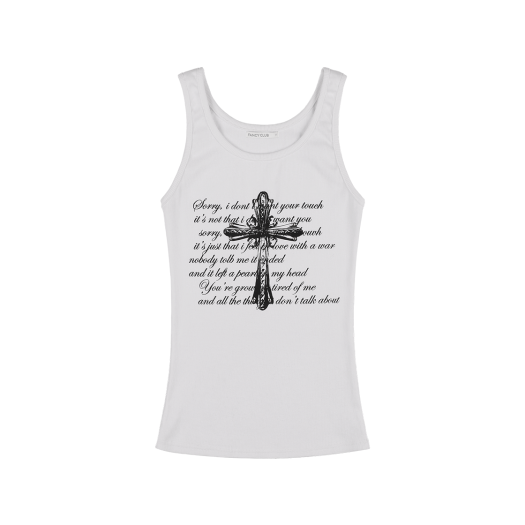 F25QB113WH Fancy Club Front Cross Sleeveless White