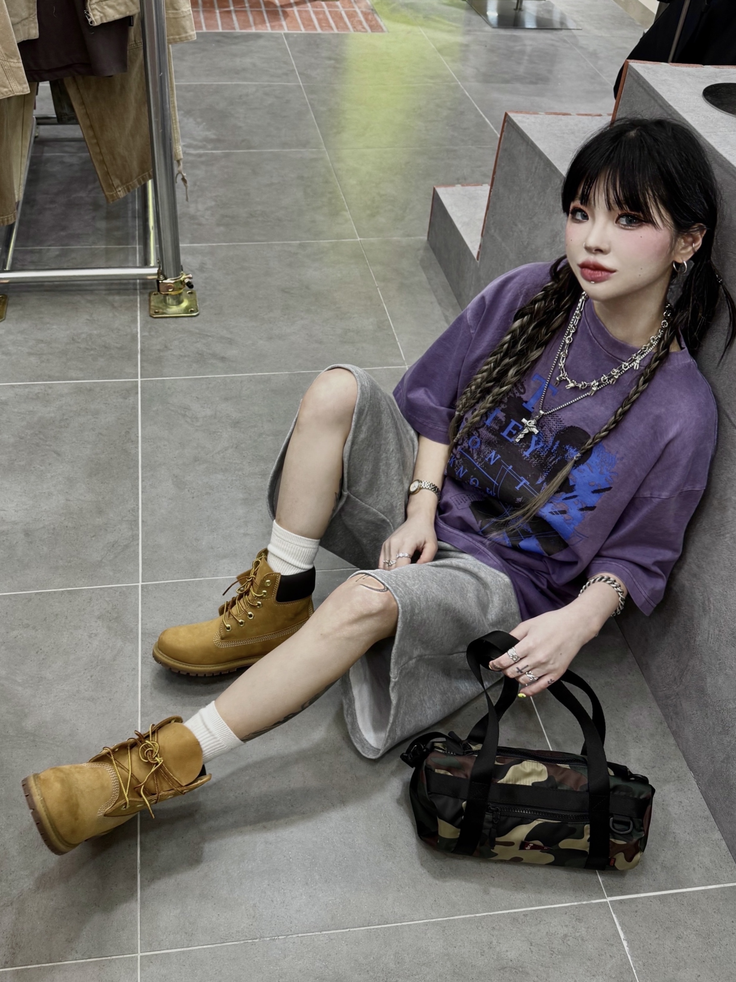 (W) Timberland 6 Inch Premium Waterproof Boot Wheat Nubuck - Wide 착용 스타일