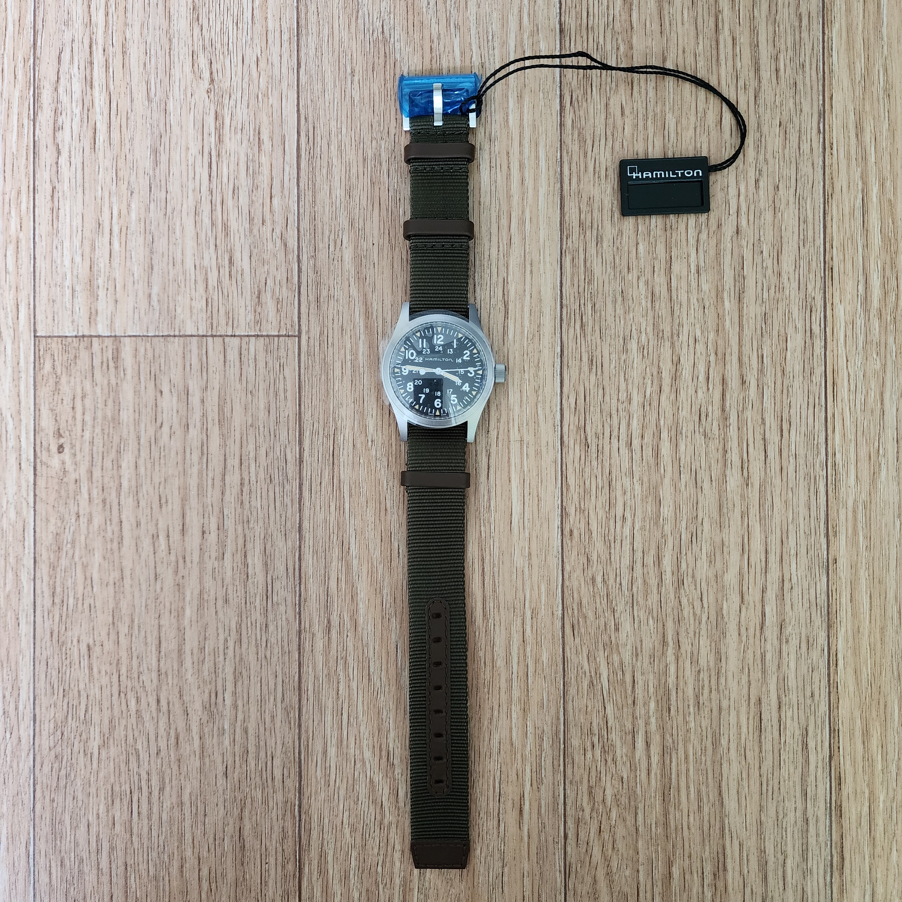 Hamilton Khaki Field Mechanical 38mm Nato Strap Green Black 착용 스타일 - 1