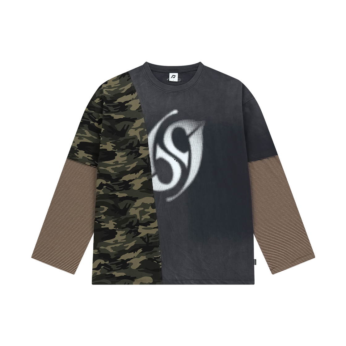 도미넌트 하프톤 레이어드 롱 슬리브 차콜(Dominant Halftone Layered Long Sleeve Charcoal)