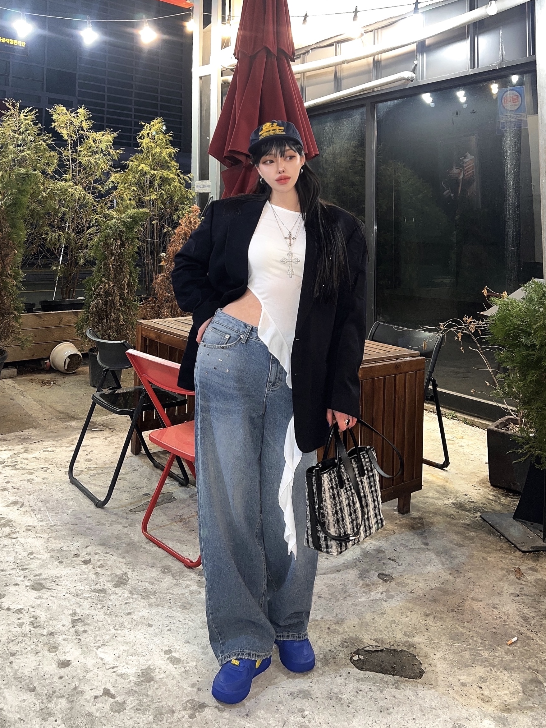 Nike x Ambush Air Force 1 Low SP Game Royal and Vivid Sulfur, Aime Leon Dore Unisphere Evening Blue 착용 스타일 - 4