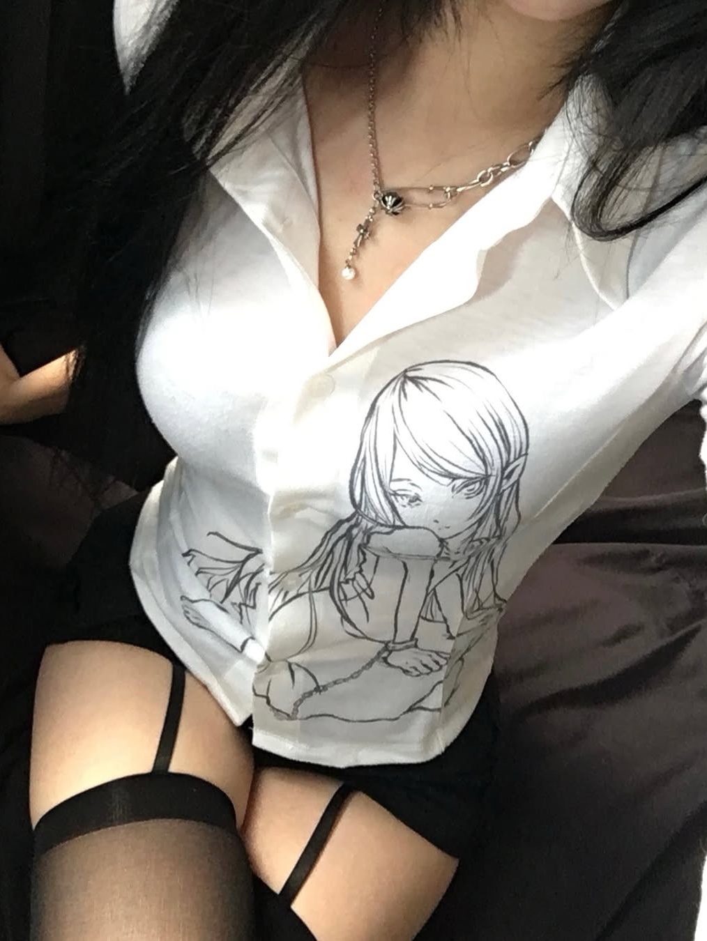 [KREAM 단독] Bonnae Women Three-quarter sleeve shirt White 착용 스타일