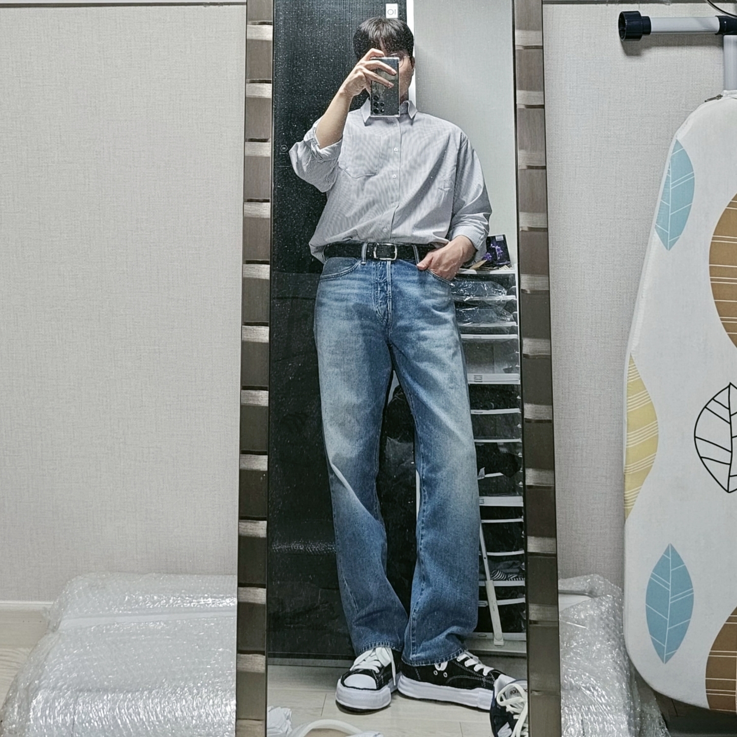 Maison Mihara Yasuhiro Peterson OG Sole Canvas Low Sneakers Black 착용 스타일