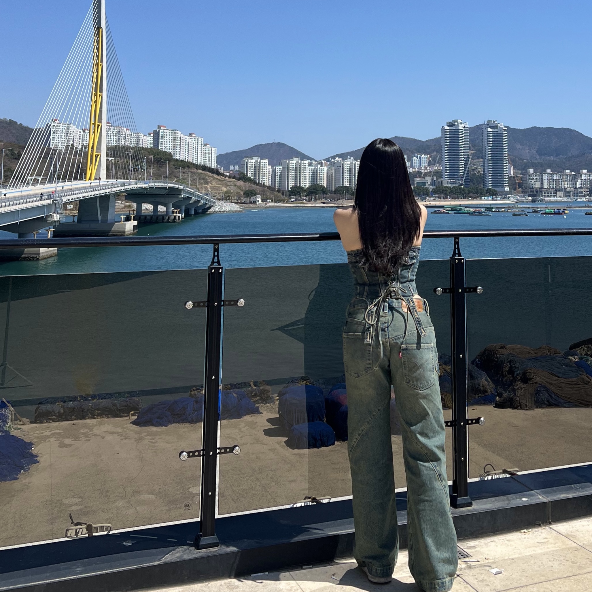 [KREAM 단독] ADSB Andersson Bell x Levi's Women Denim Corset Tinted Indigo - 24FW, [KREAM 단독] ADSB Andersson Bell x Levi's Women Overlay Jean Tinted Indigo - 24FW 착용 스타일 - 3