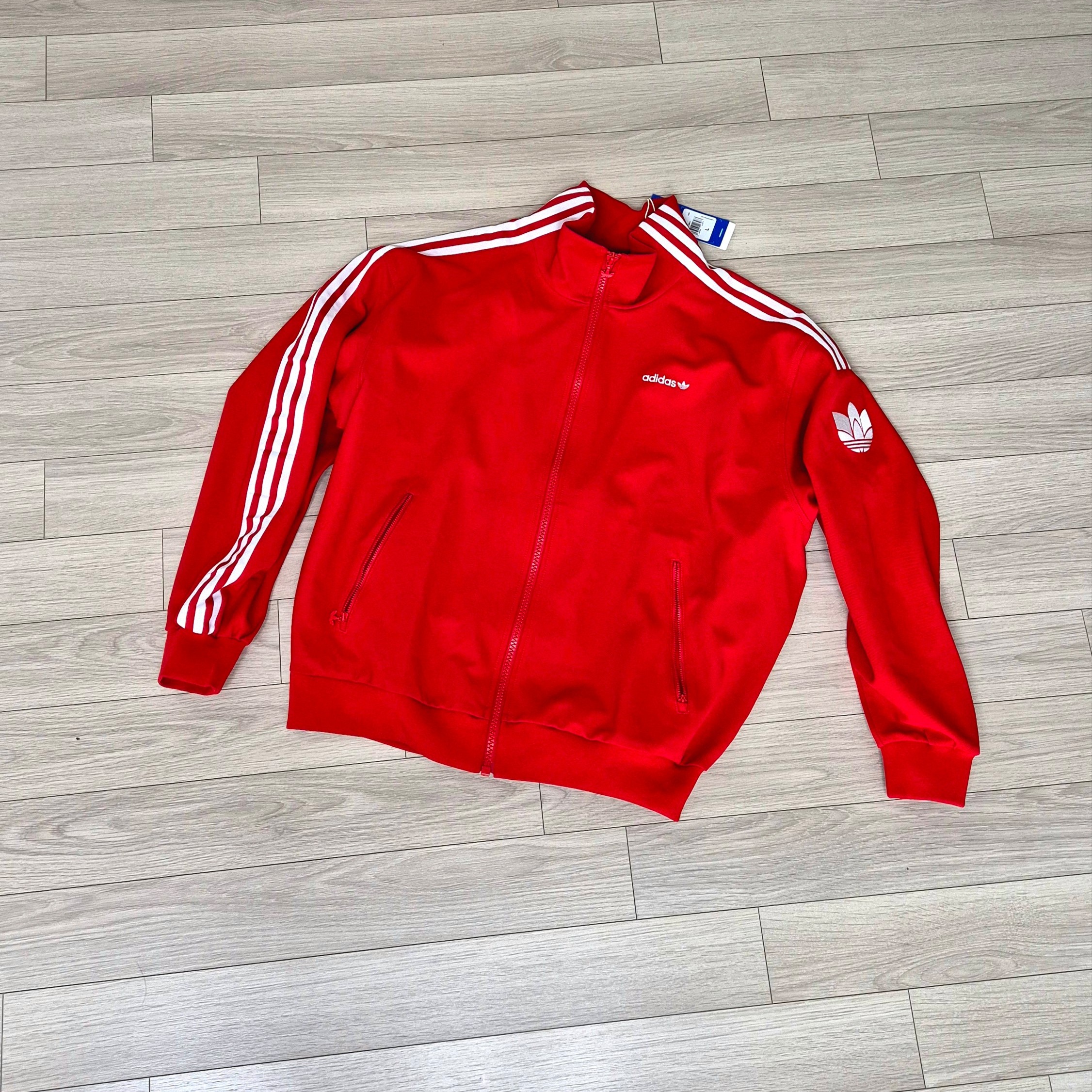 Adidas Adicolor 3D Trefoil 3-Stripes Track Jacket Black - KR Sizing, Adidas Firebird Track Jacket Team Victory Red Dash Grey - US Sizing 착용 스타일
