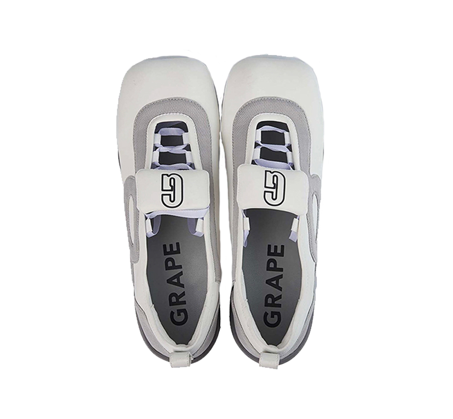 그레이프 레트로 스트래피 텅 스니커즈 화이트((W) GRAPE Retro Strappy Tongue Sneakers White) - 4
