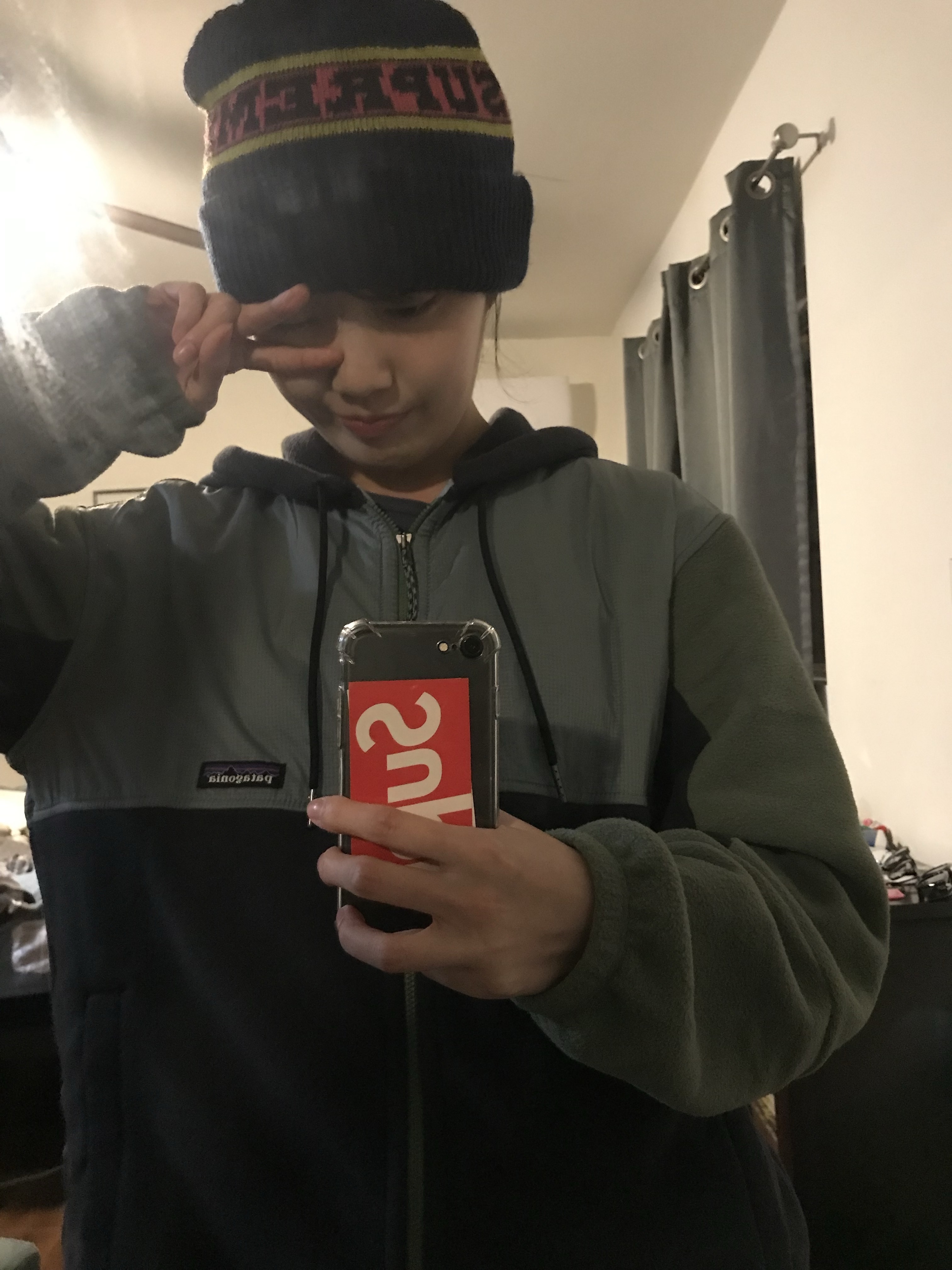 Supreme Big Stripe Beanie Navy - 24FW 착용 스타일 - 2