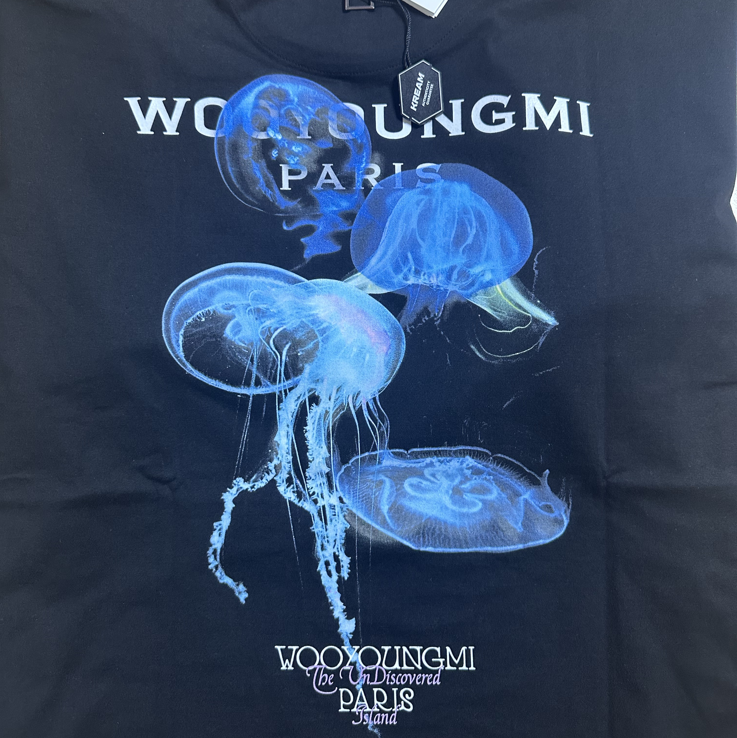 Wooyoungmi Luminous Jellyfish Back Logo T-Shirt Black - 24SS 착용 스타일 - 2