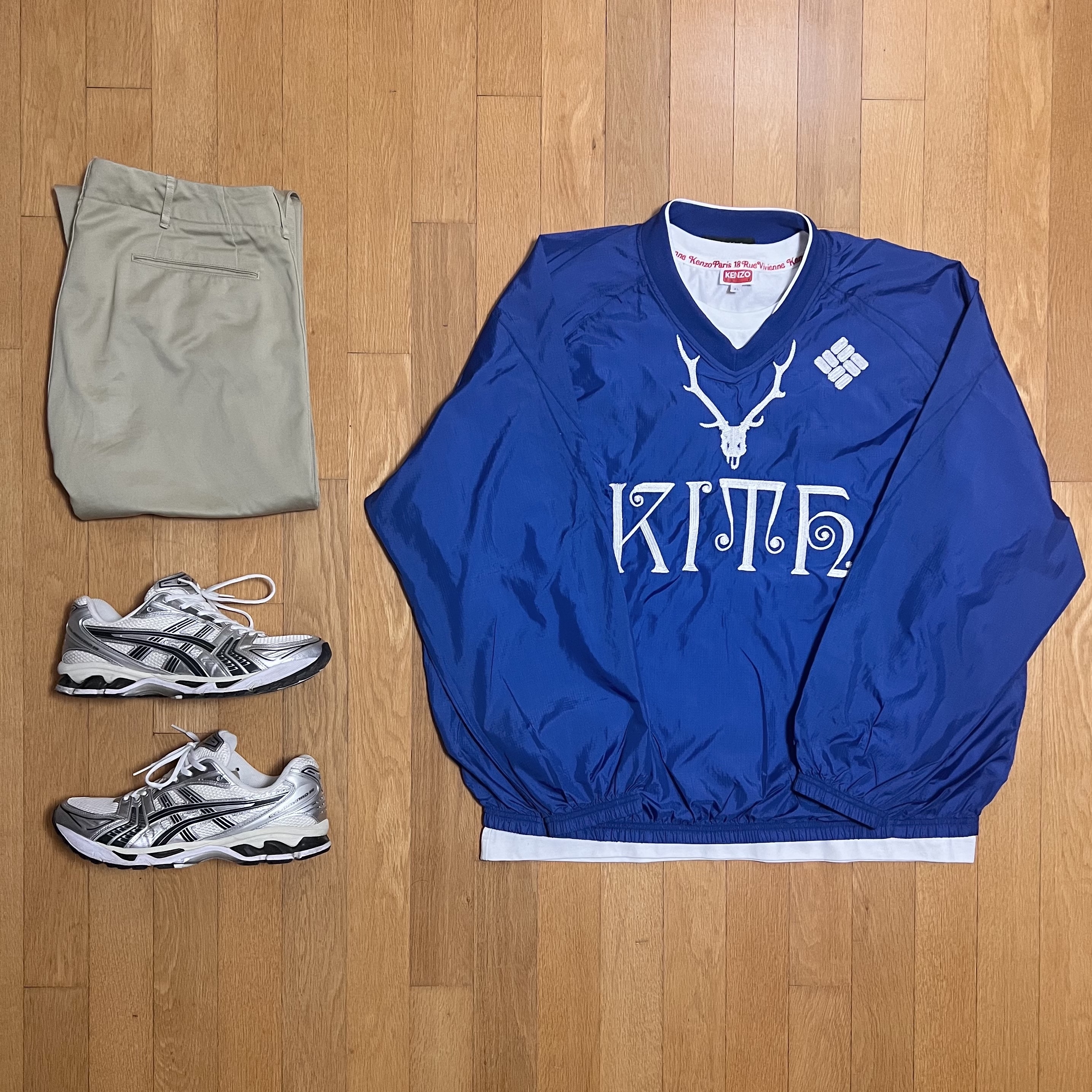Kith x South2 West8 x Columbia Dayton Combo Pullover Current, Kenzo x Verdy Oversize T-Shirt Off White 착용 스타일