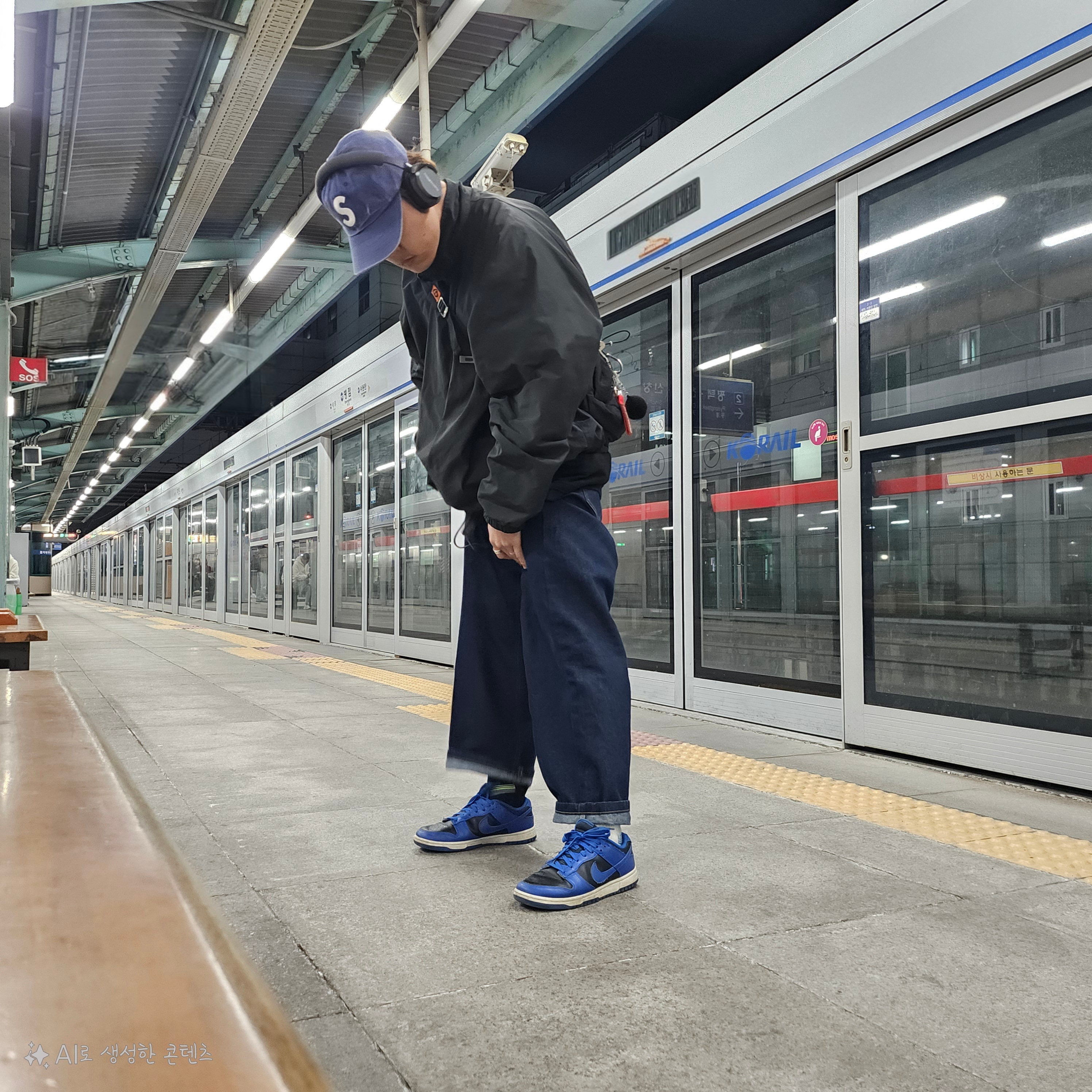 Supreme Pigment Canvas S Logo 6-Panel Navy - 23SS, Essentials Track Jacket Black - 20FW 착용 스타일 - 3